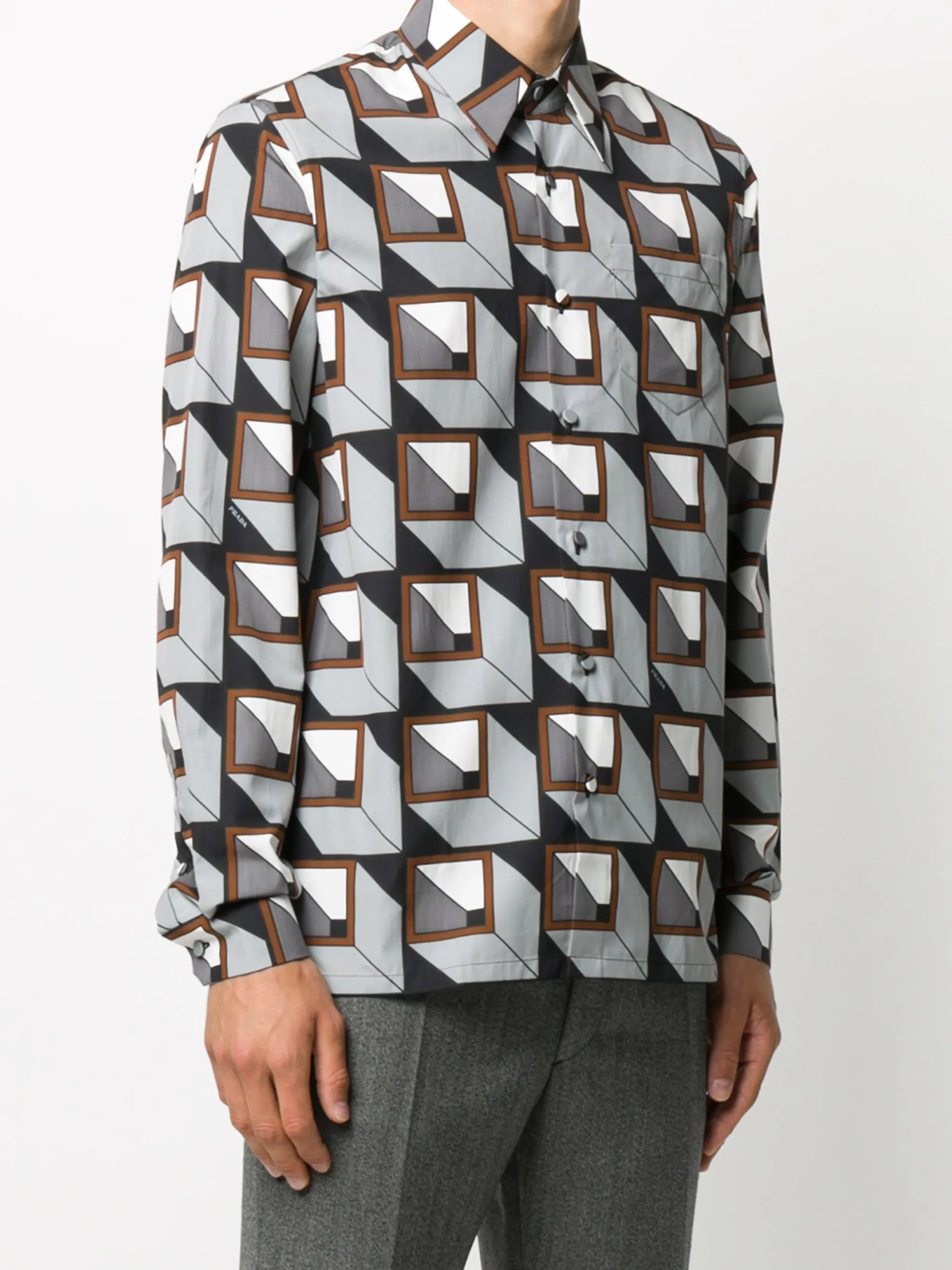 geometric print buttoned shirt