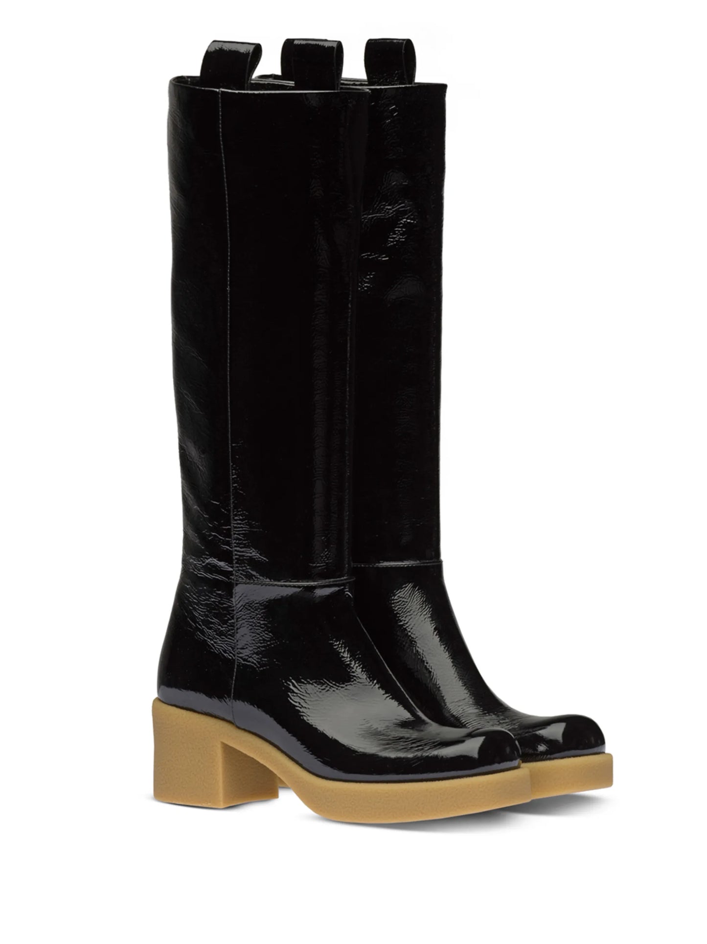 pull-tab knee-high boots