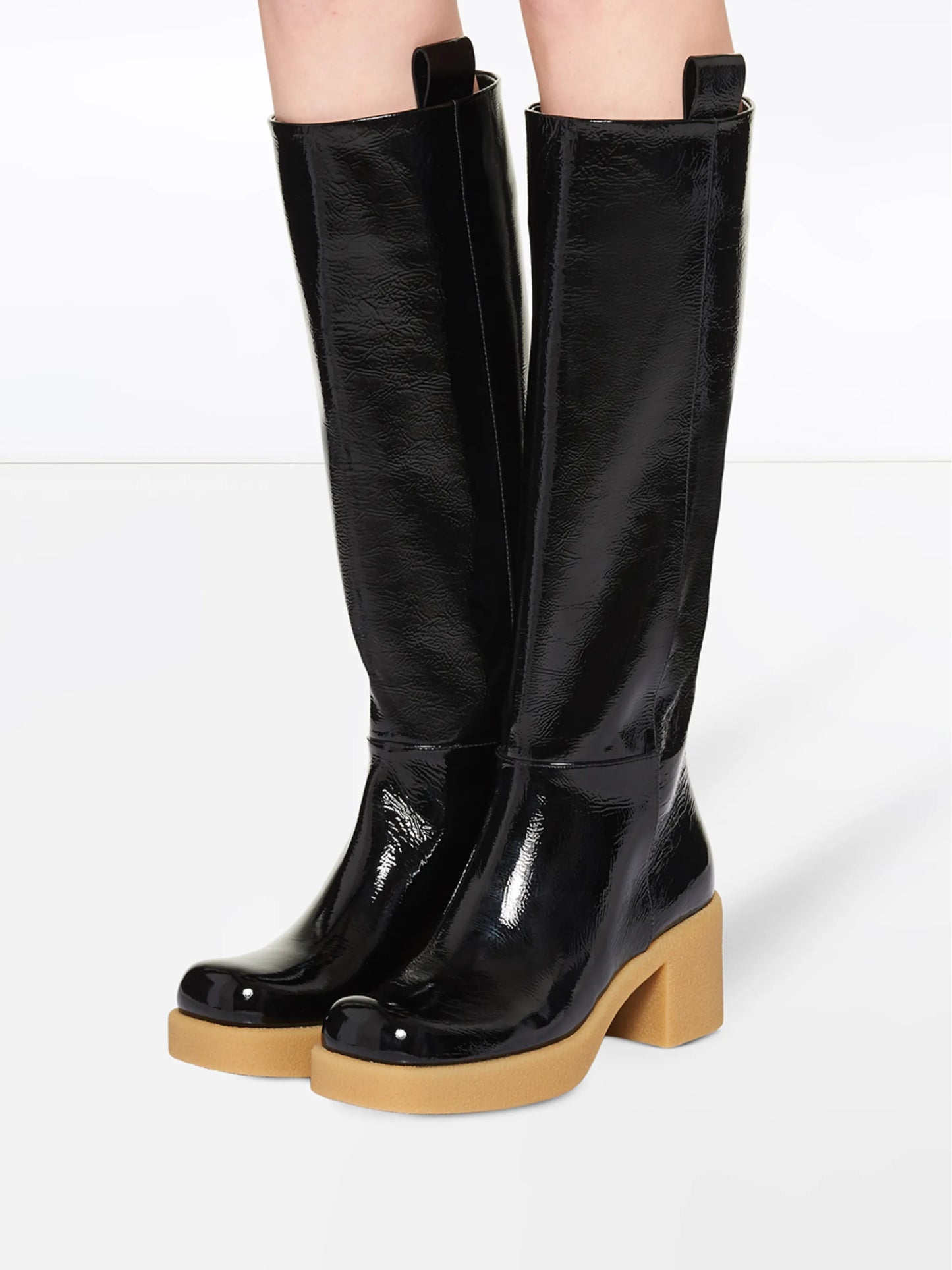 pull-tab knee-high boots