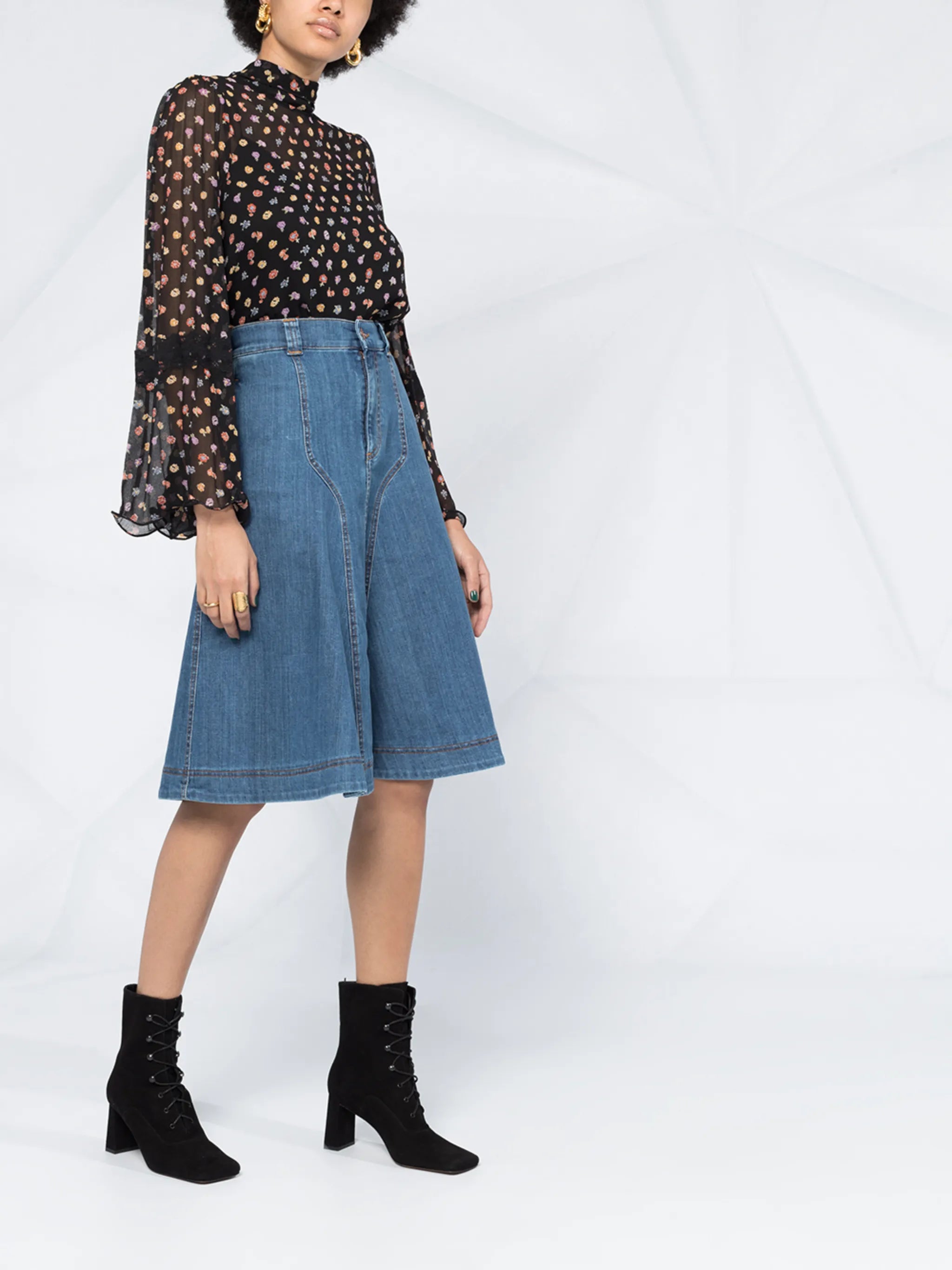 floral print pussybow blouse