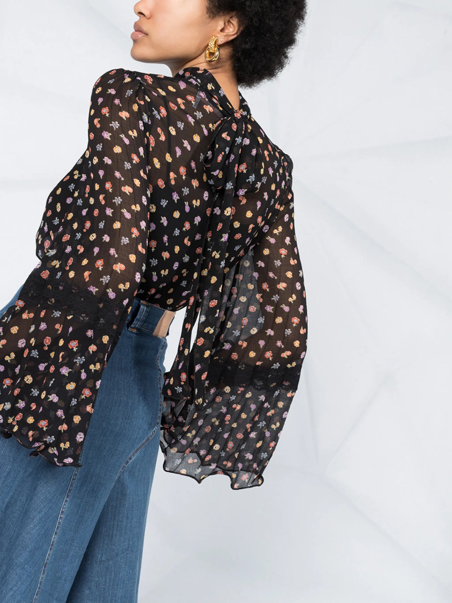 floral print pussybow blouse