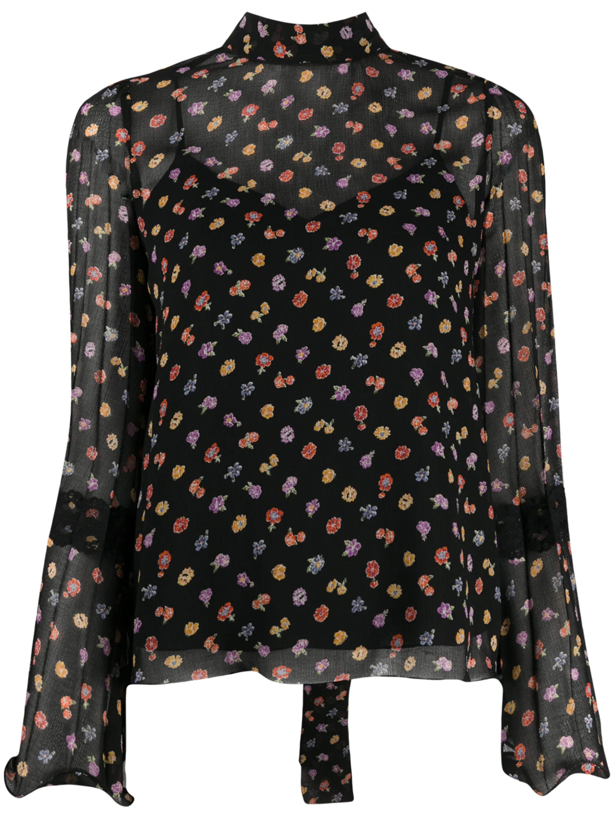 floral print pussybow blouse