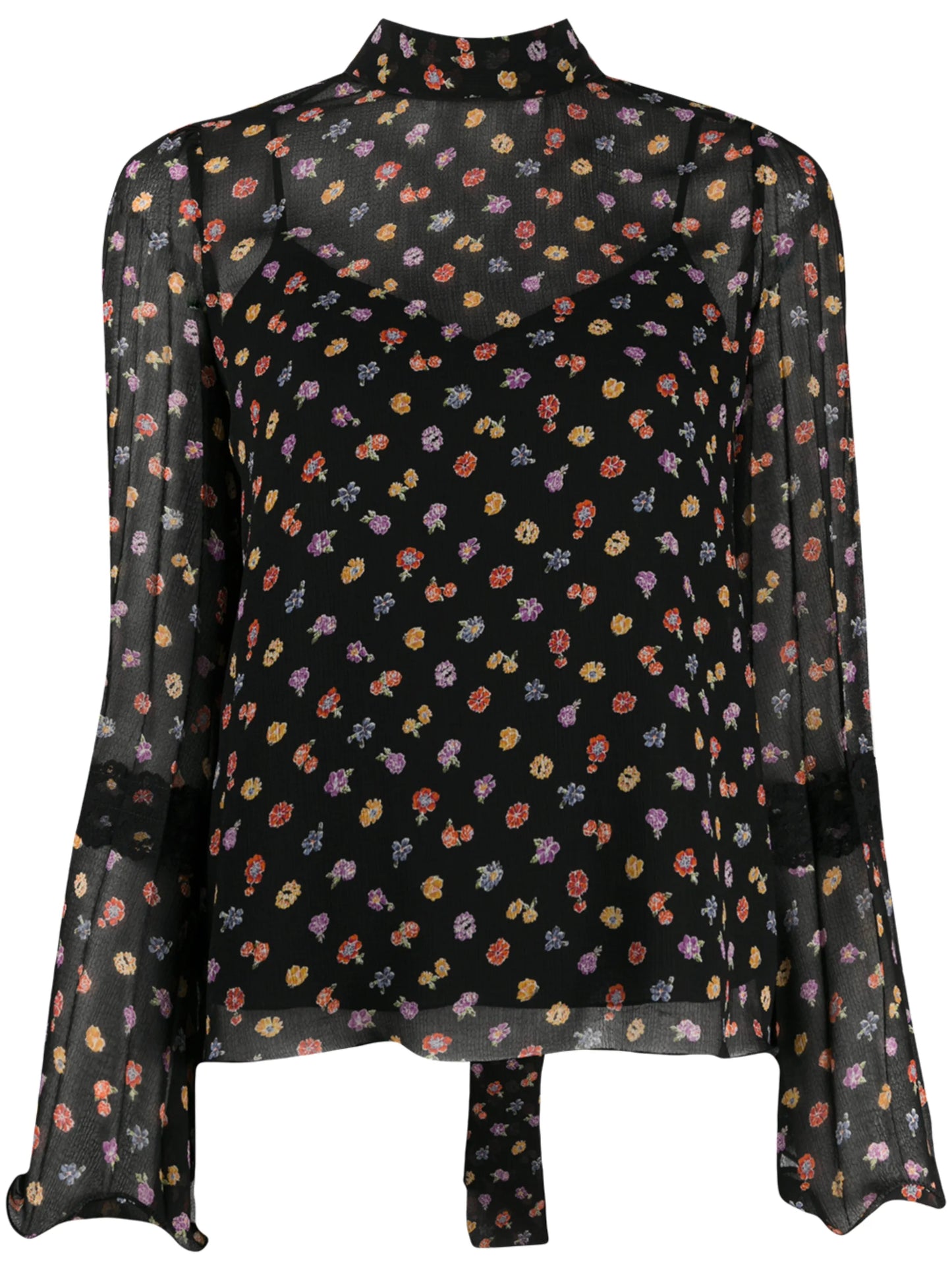 floral print pussybow blouse
