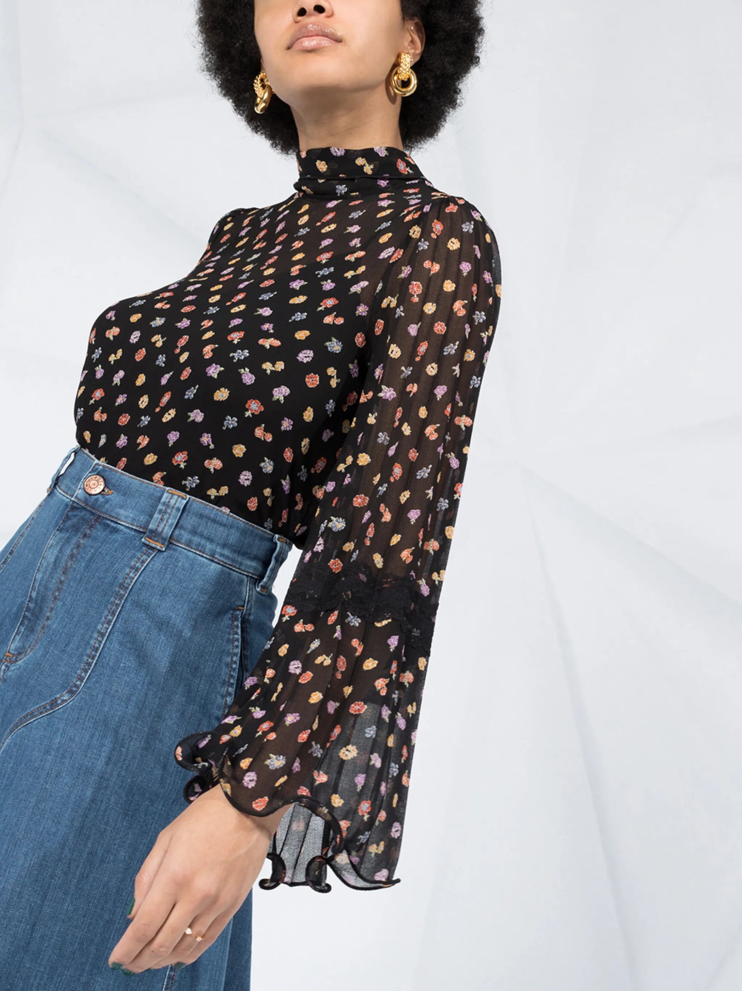 floral print pussybow blouse