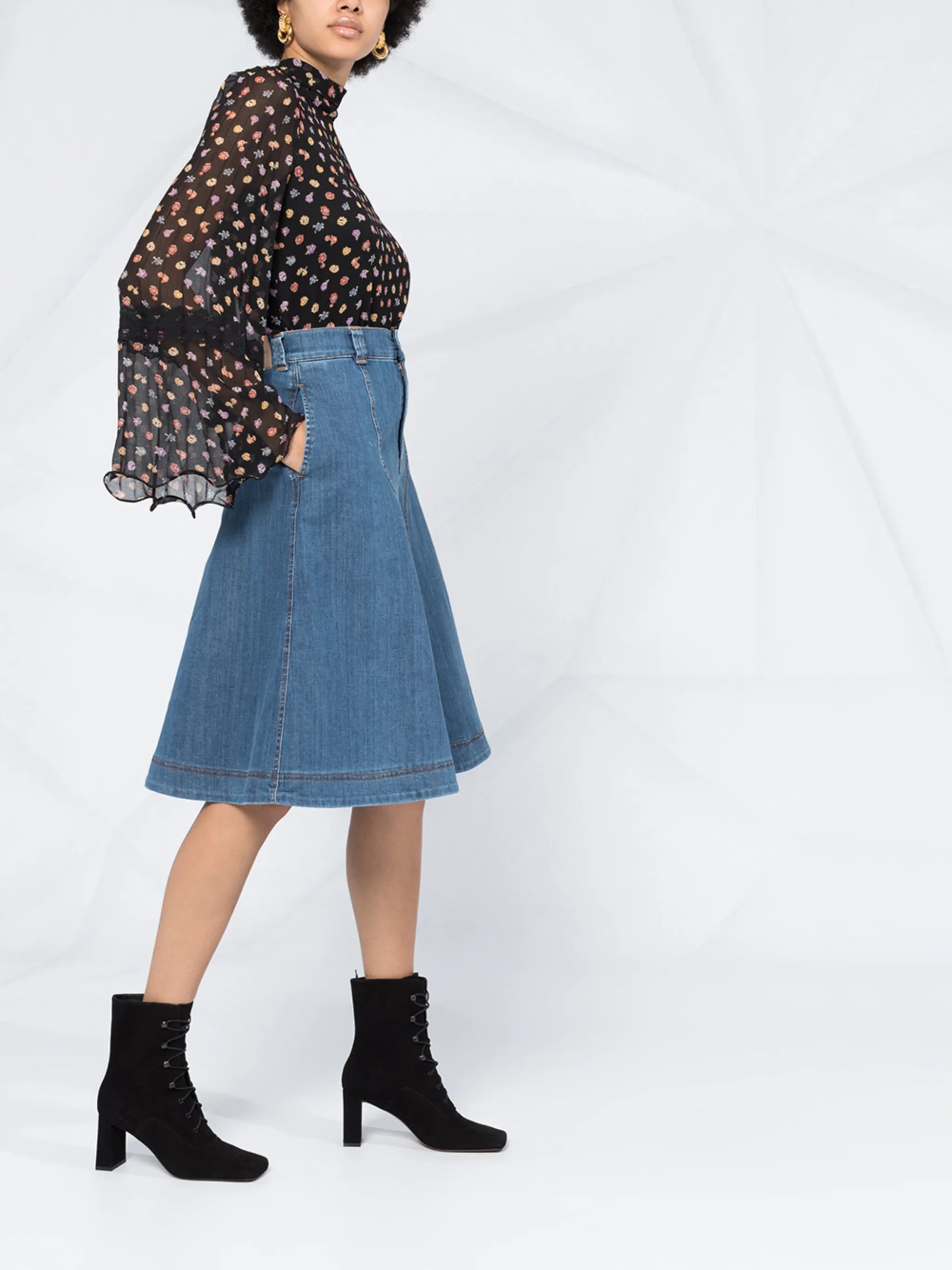 floral print pussybow blouse