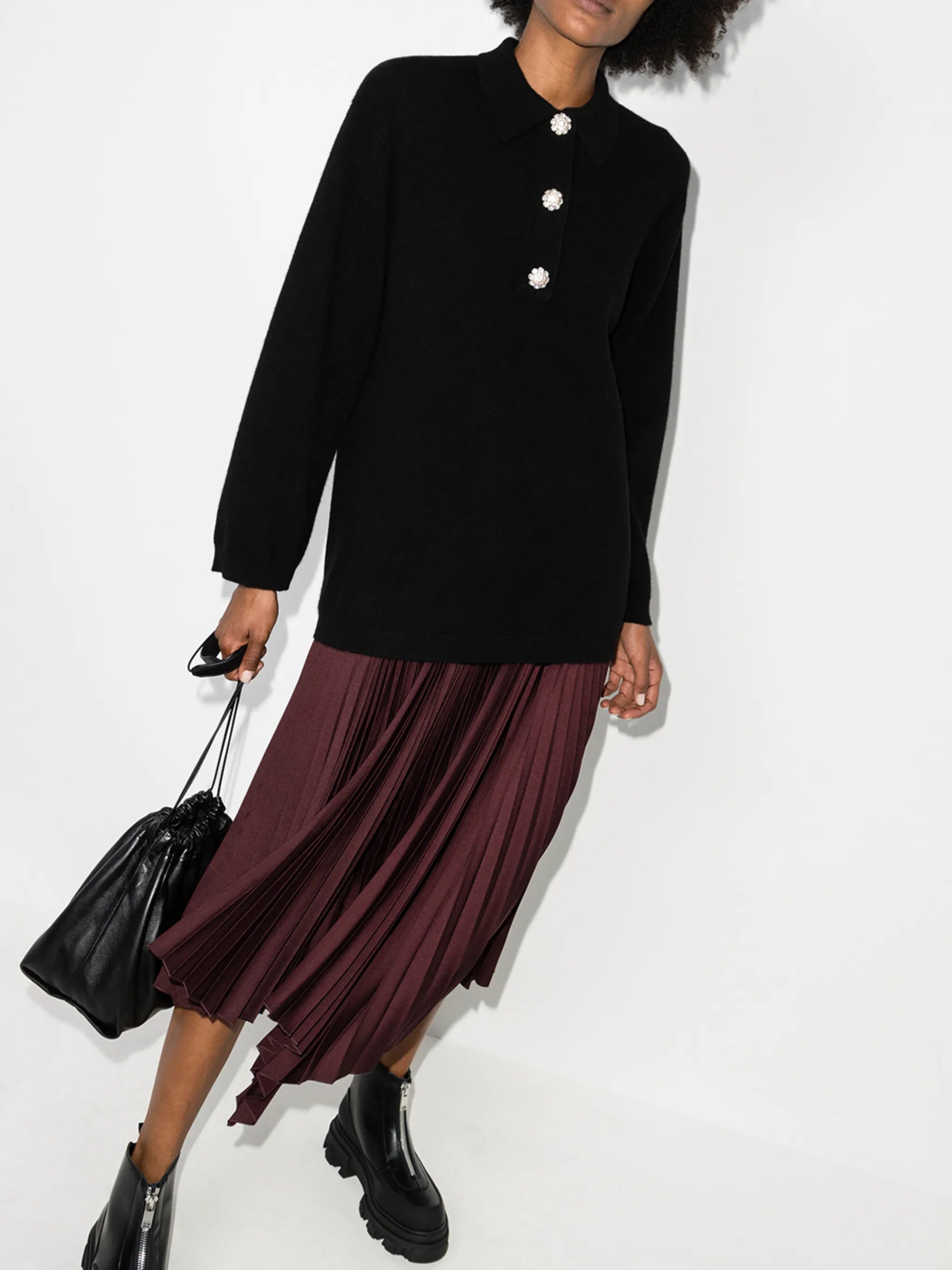 crystal-button cashmere jumper