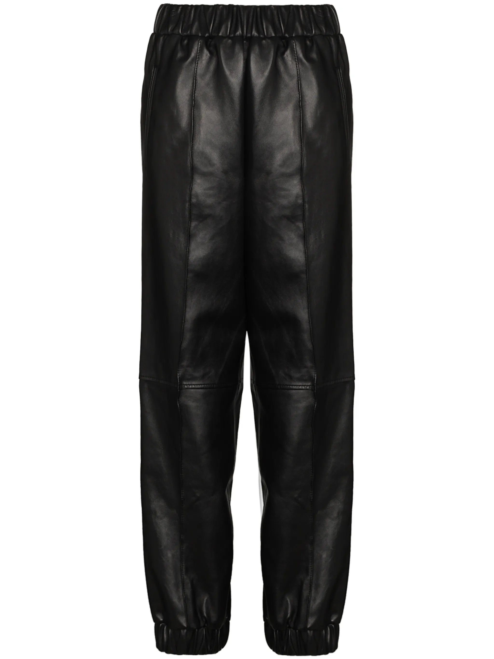 leather tapered-fit trousers