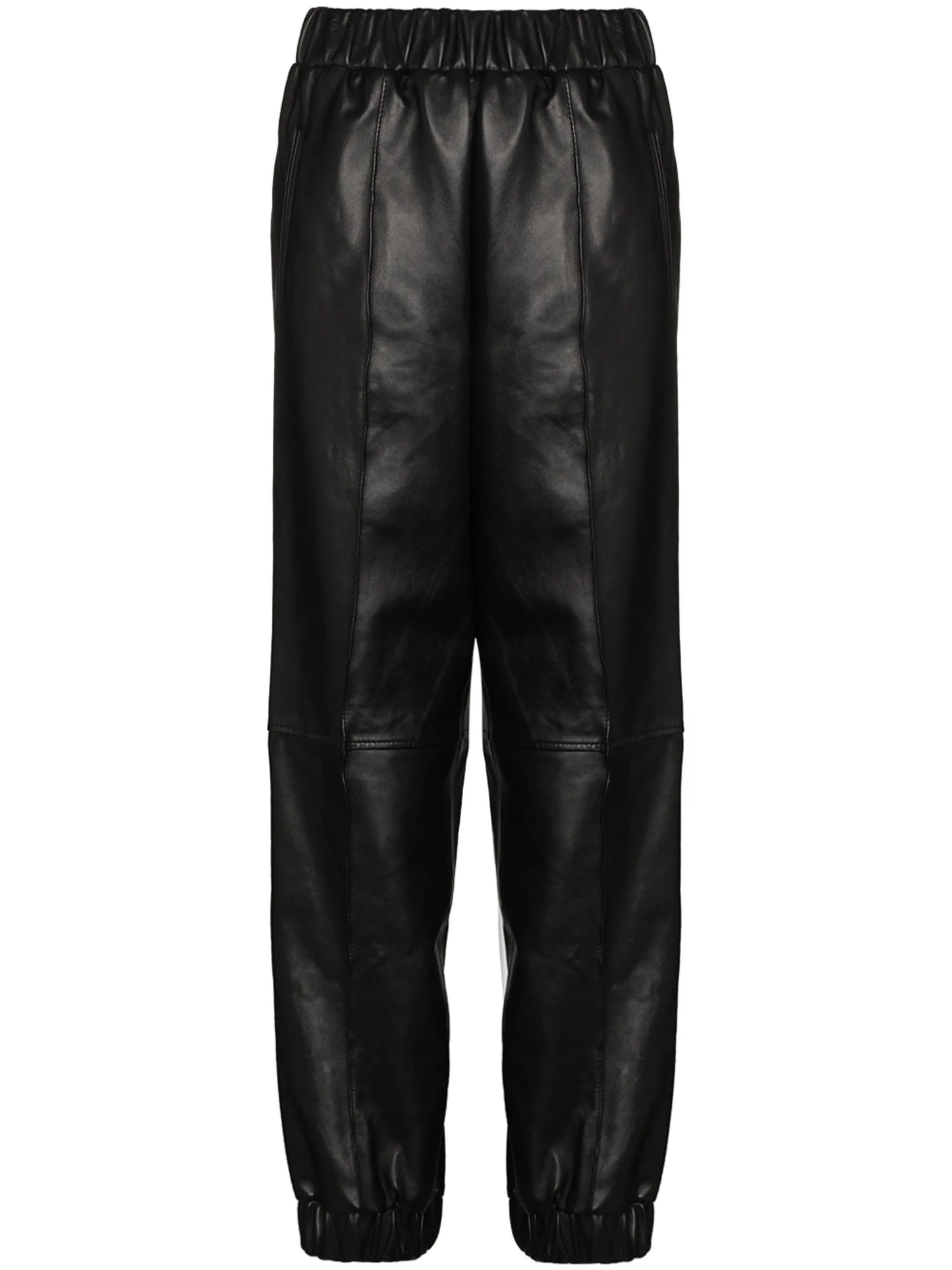 leather tapered-fit trousers