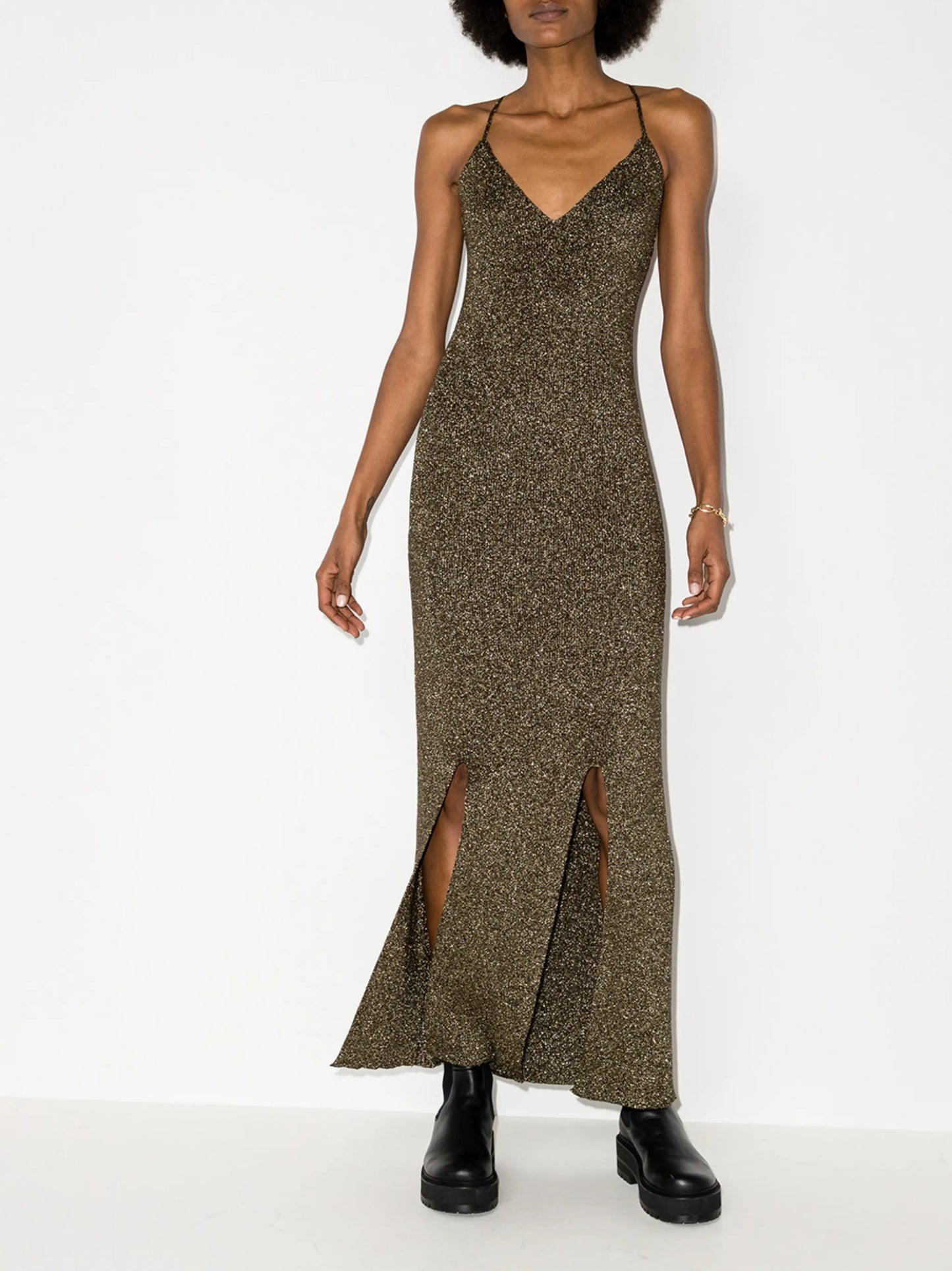 tie-back lurex slip dress