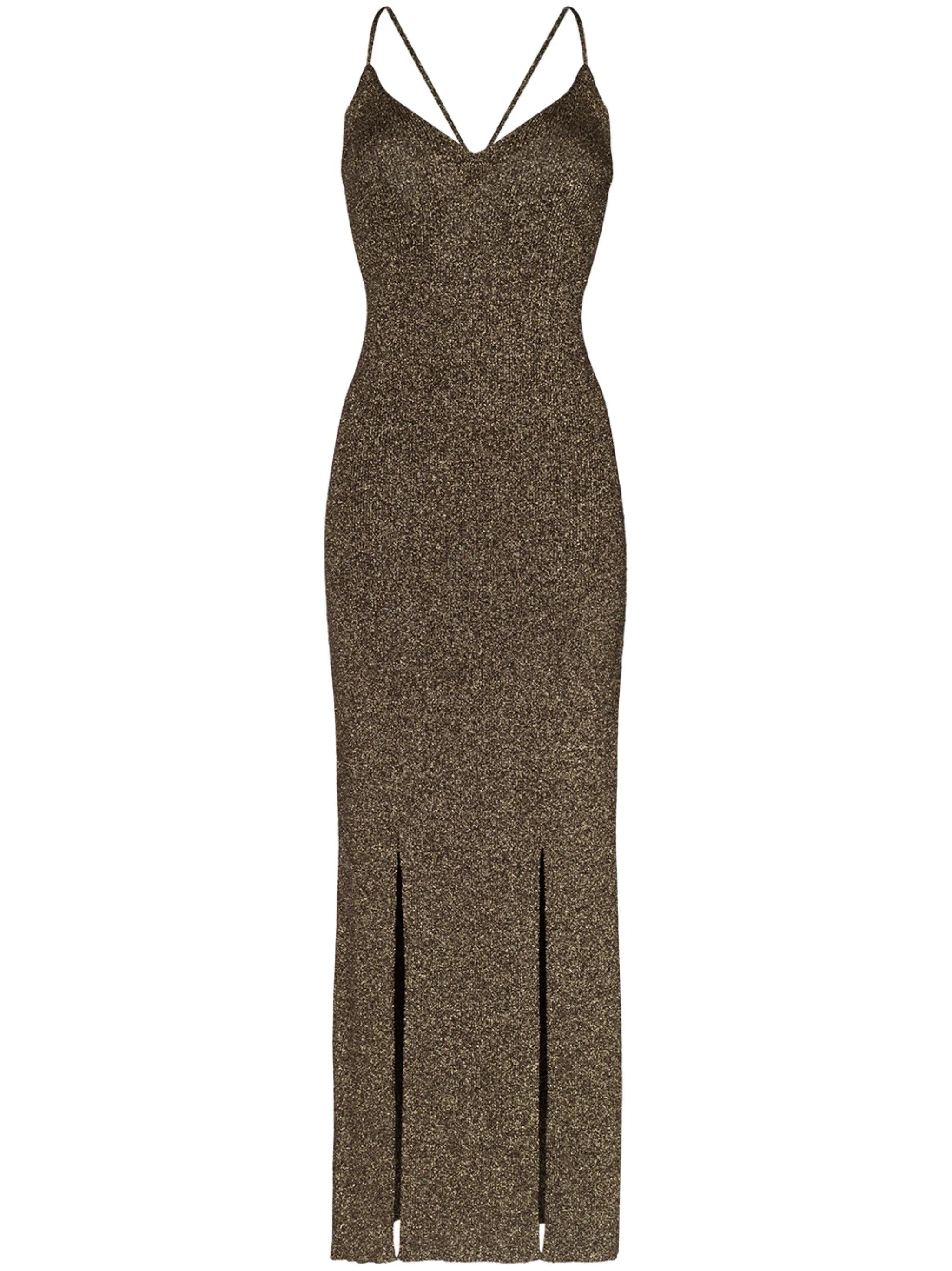 tie-back lurex slip dress