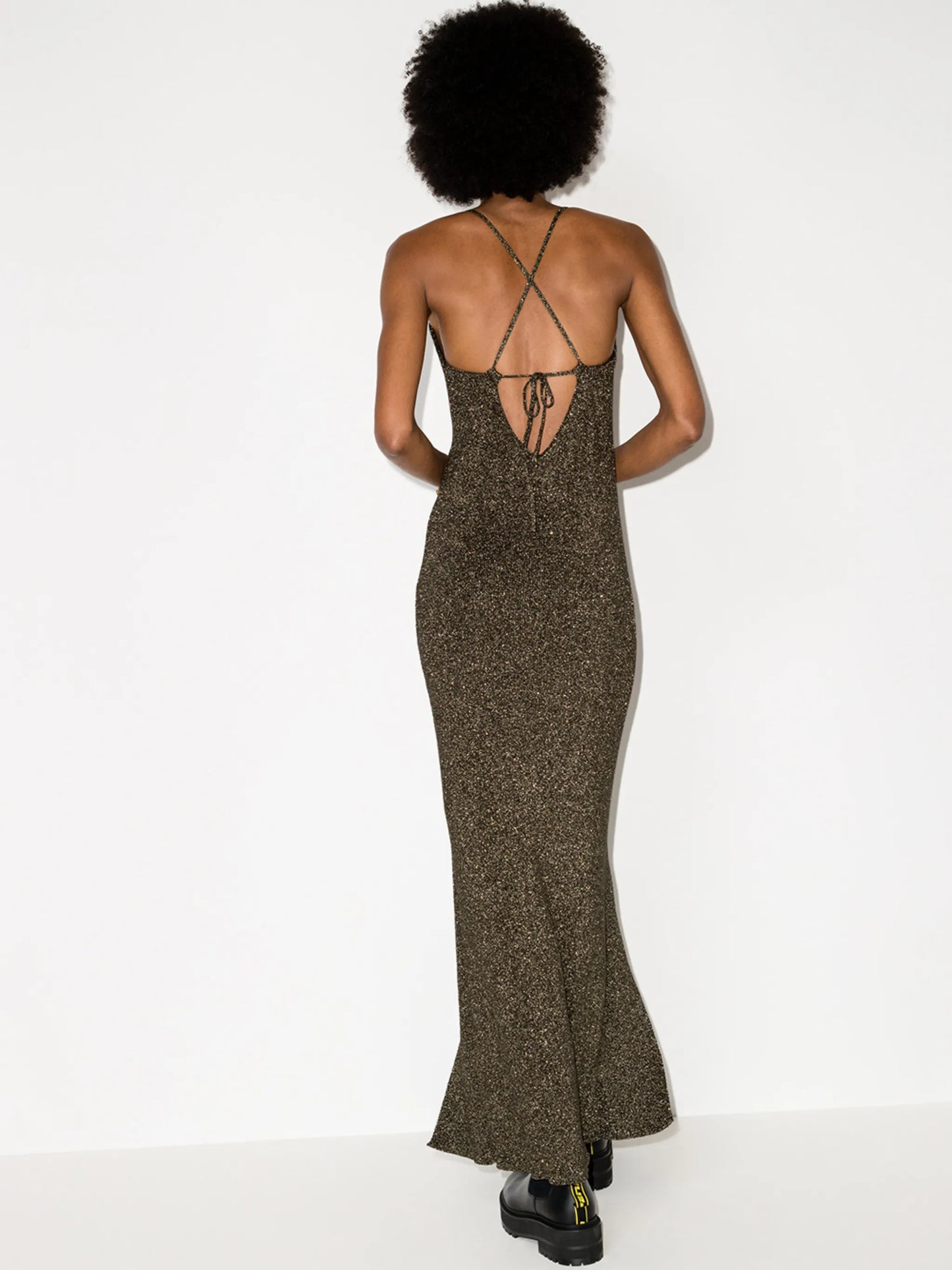 tie-back lurex slip dress