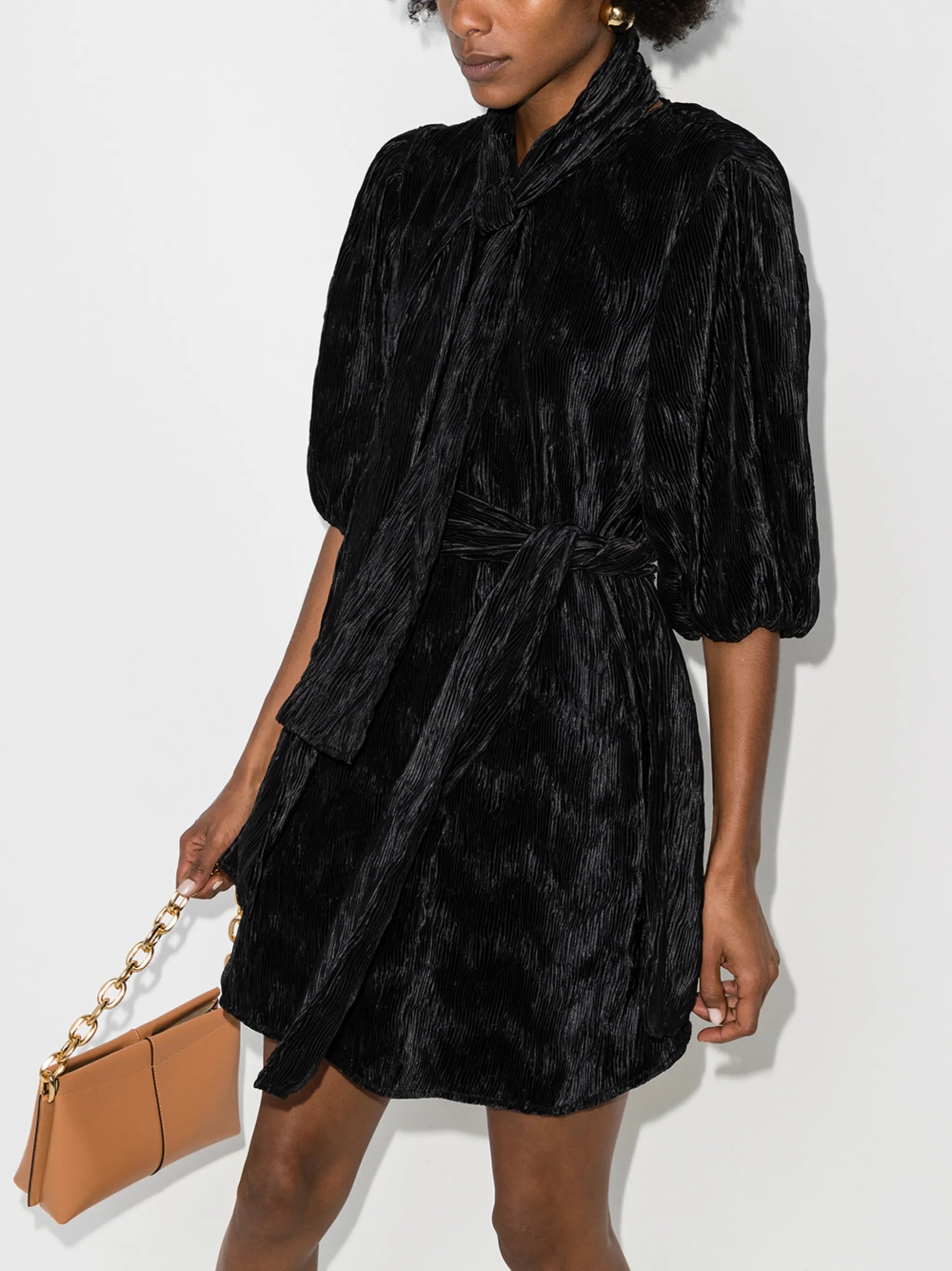plissé-effect mini dress