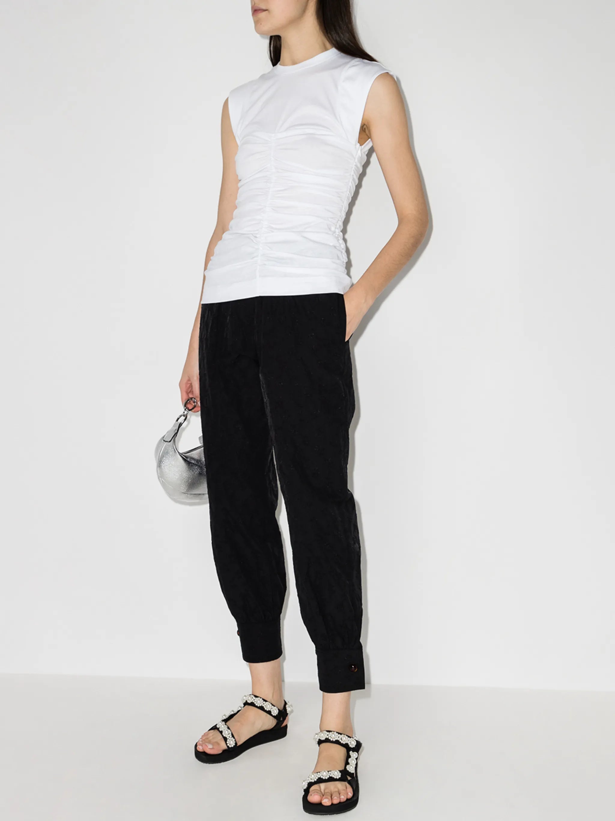 ruched-detailing cotton tank top
