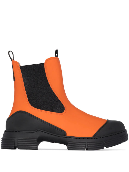 two-tone slip-on boots