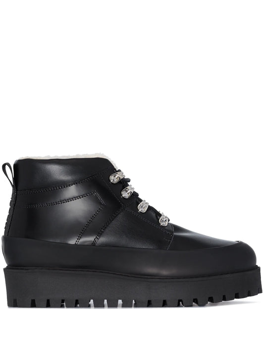 shearling lining lace-up boots