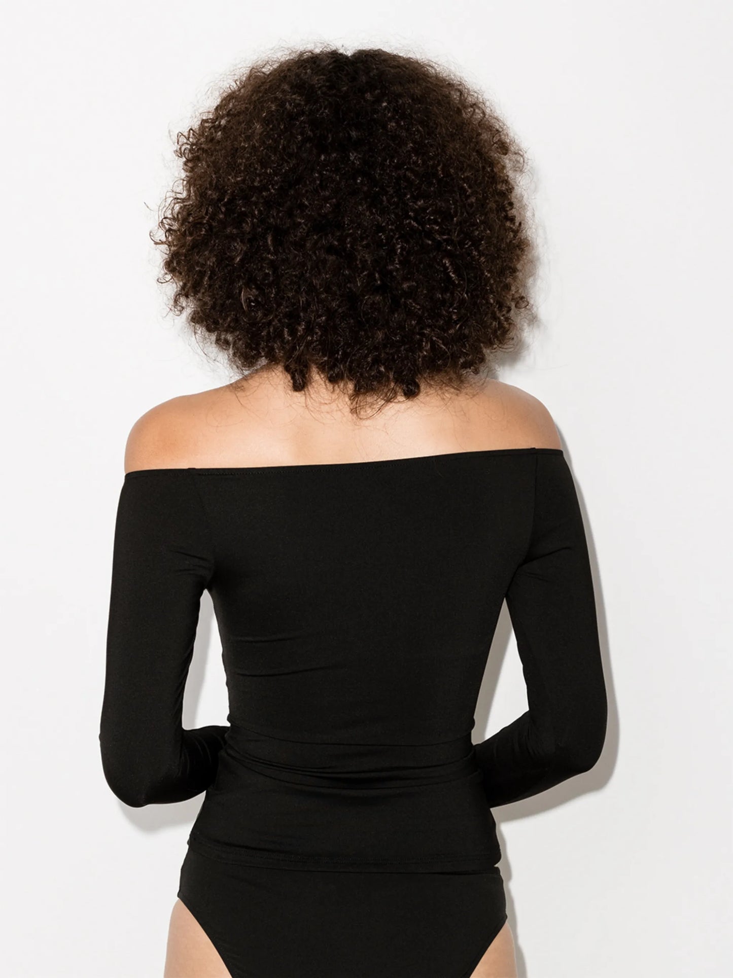 off-shoulder ruched swim top