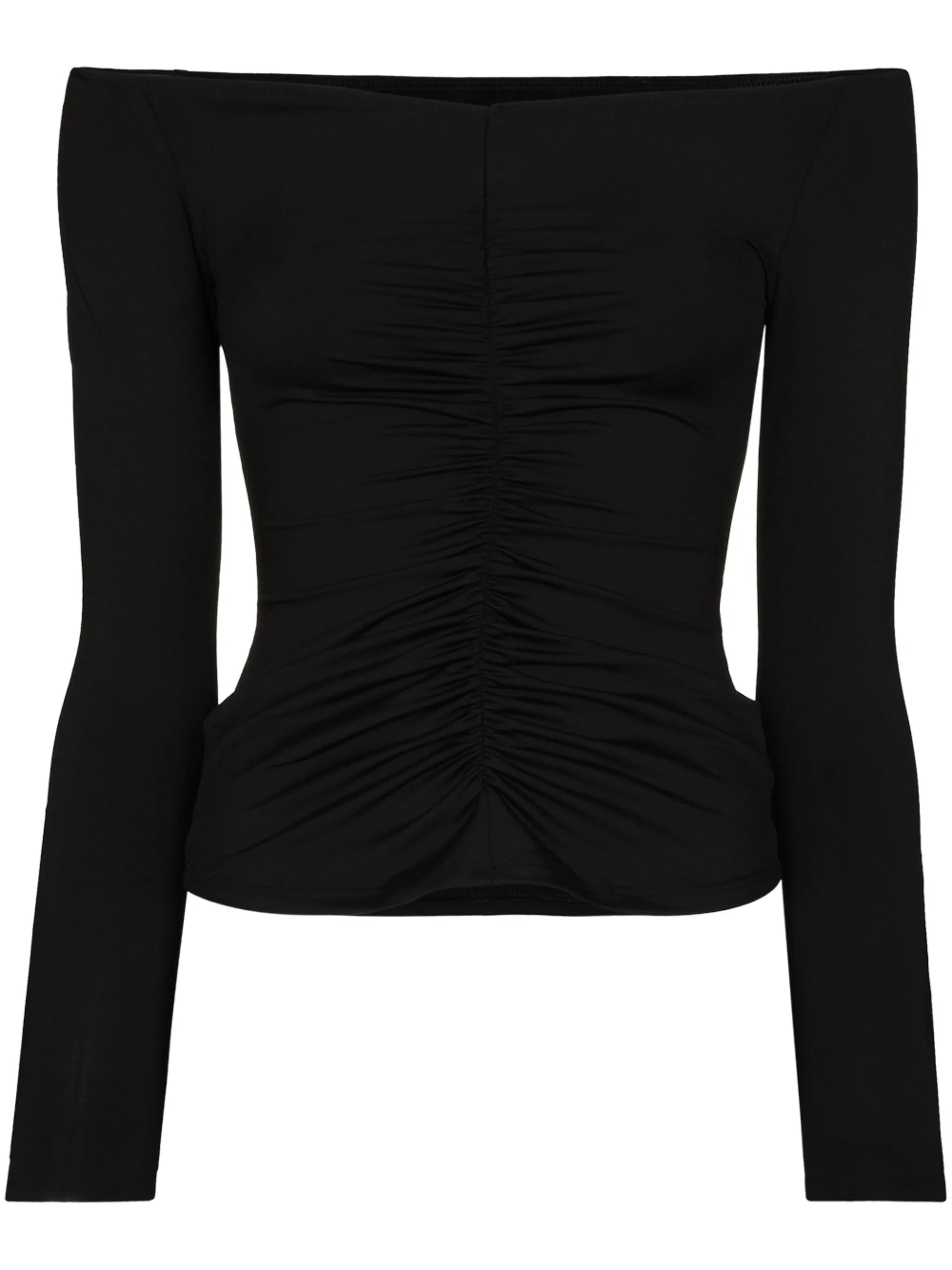 off-shoulder ruched swim top