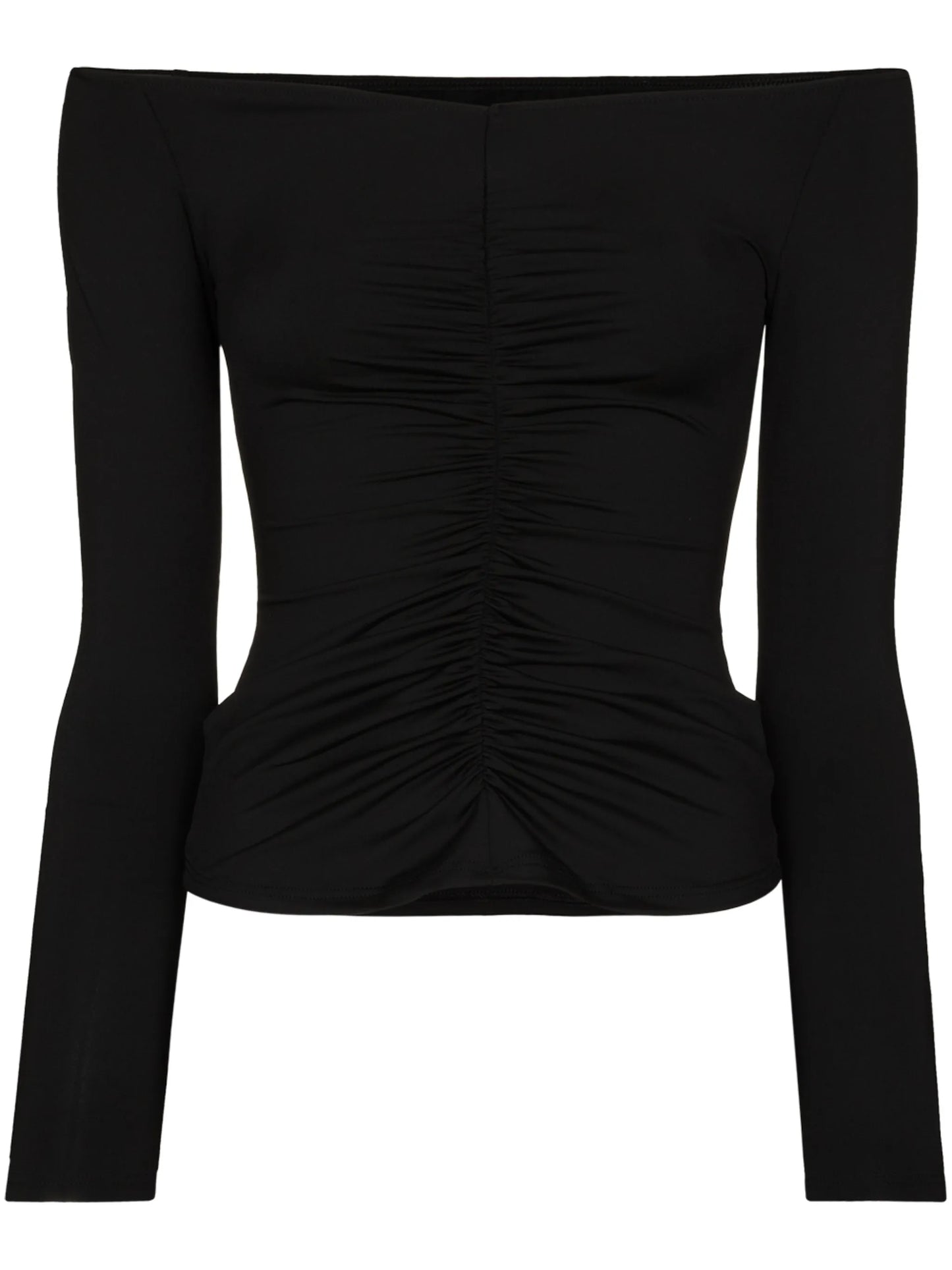 off-shoulder ruched swim top