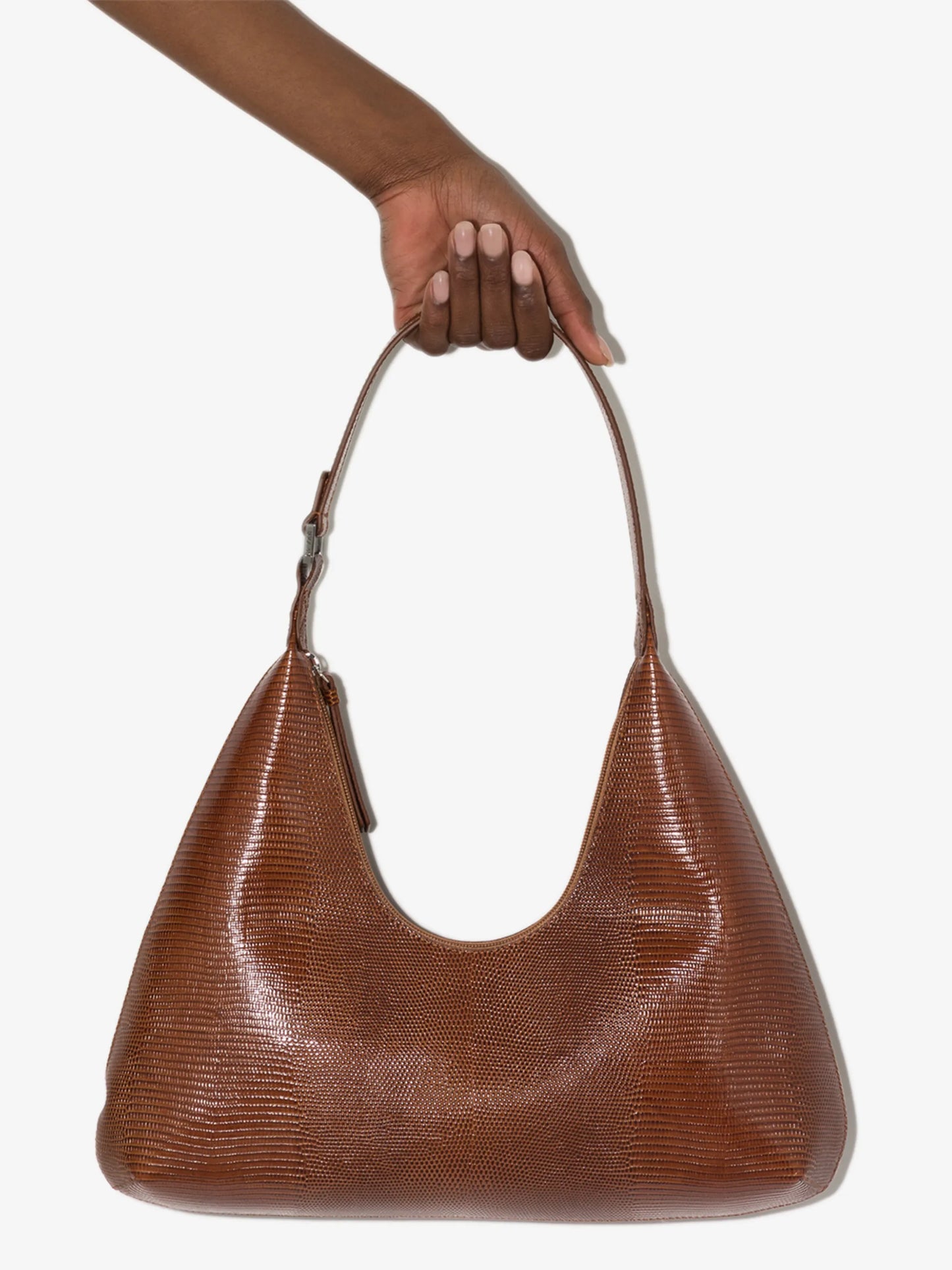 Amber lizard-skin effect shoulder bag