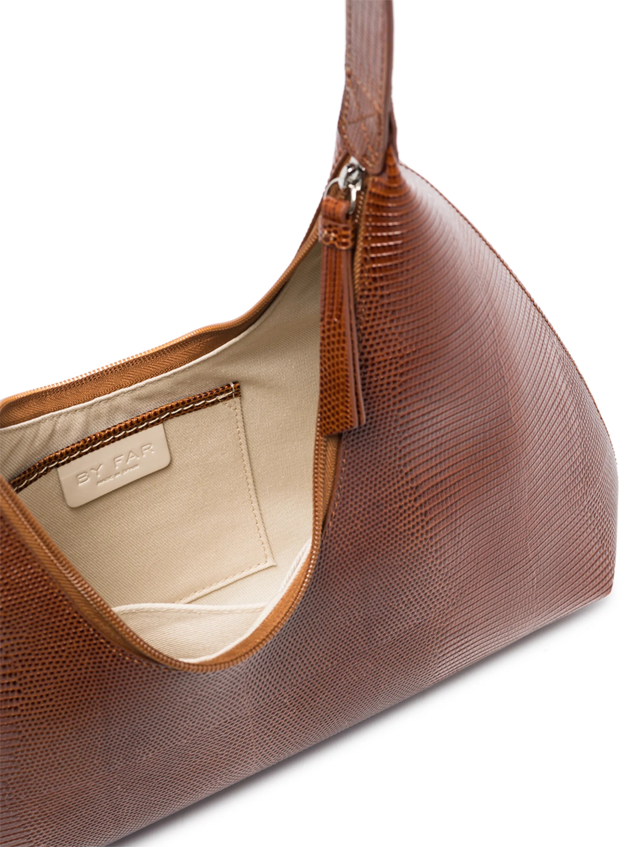 Amber lizard-skin effect shoulder bag