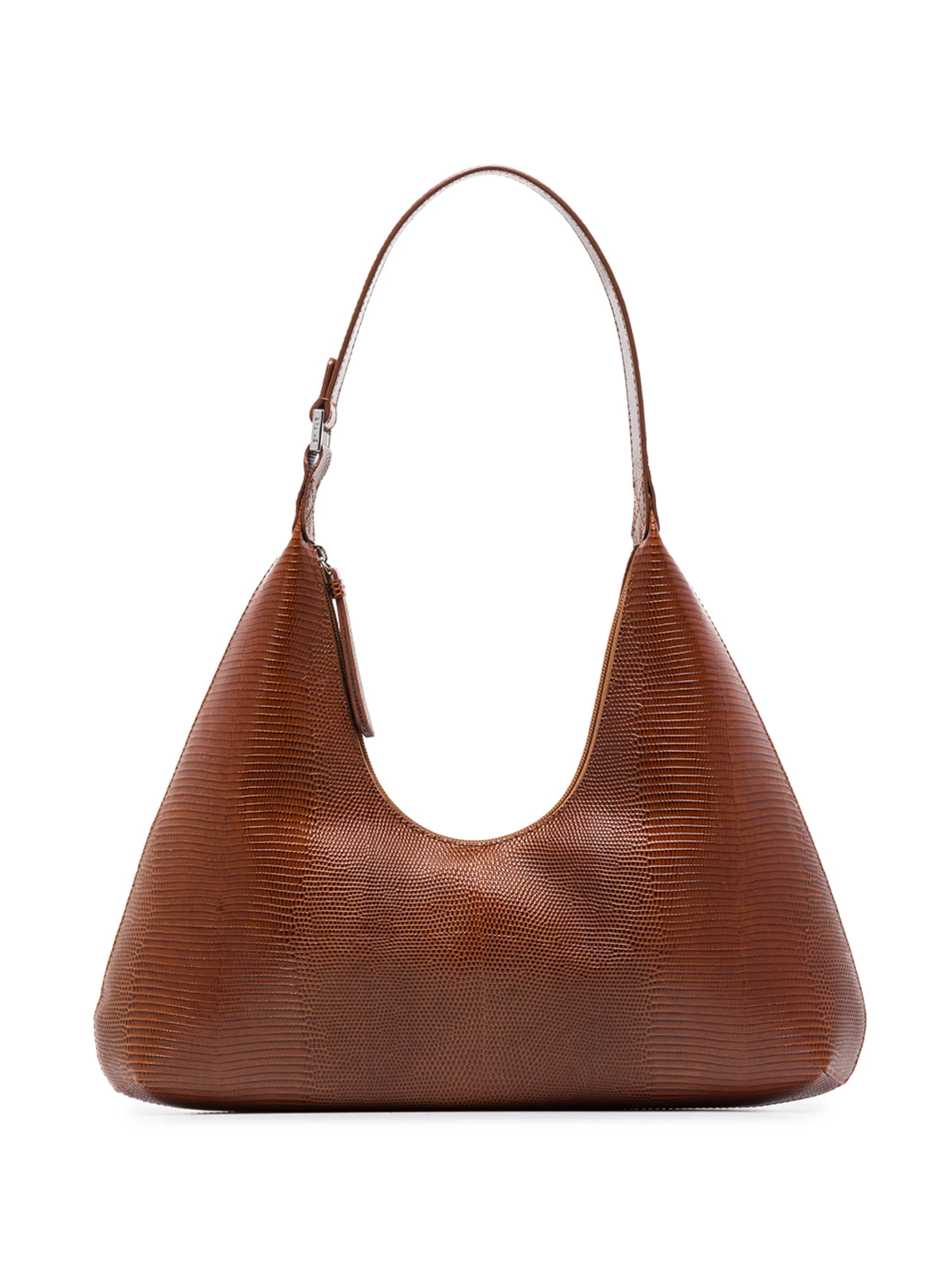 Amber lizard-skin effect shoulder bag