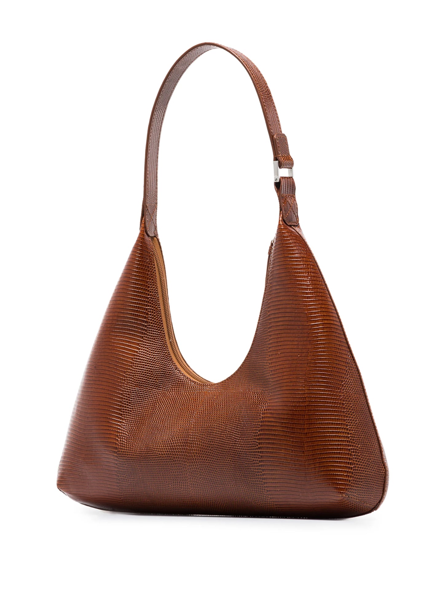 Amber lizard-skin effect shoulder bag