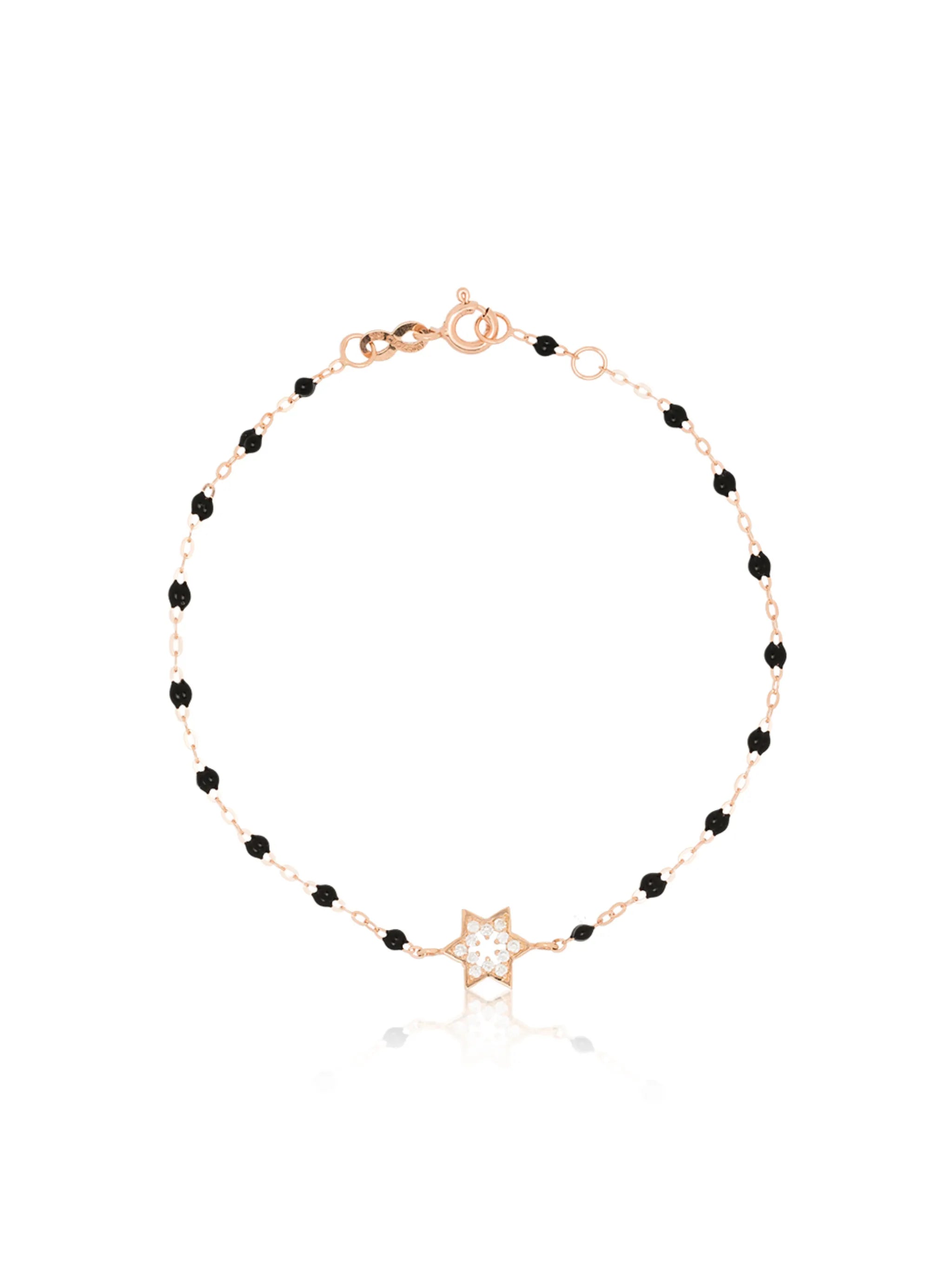 18kt rose gold diamond star beaded bracelet