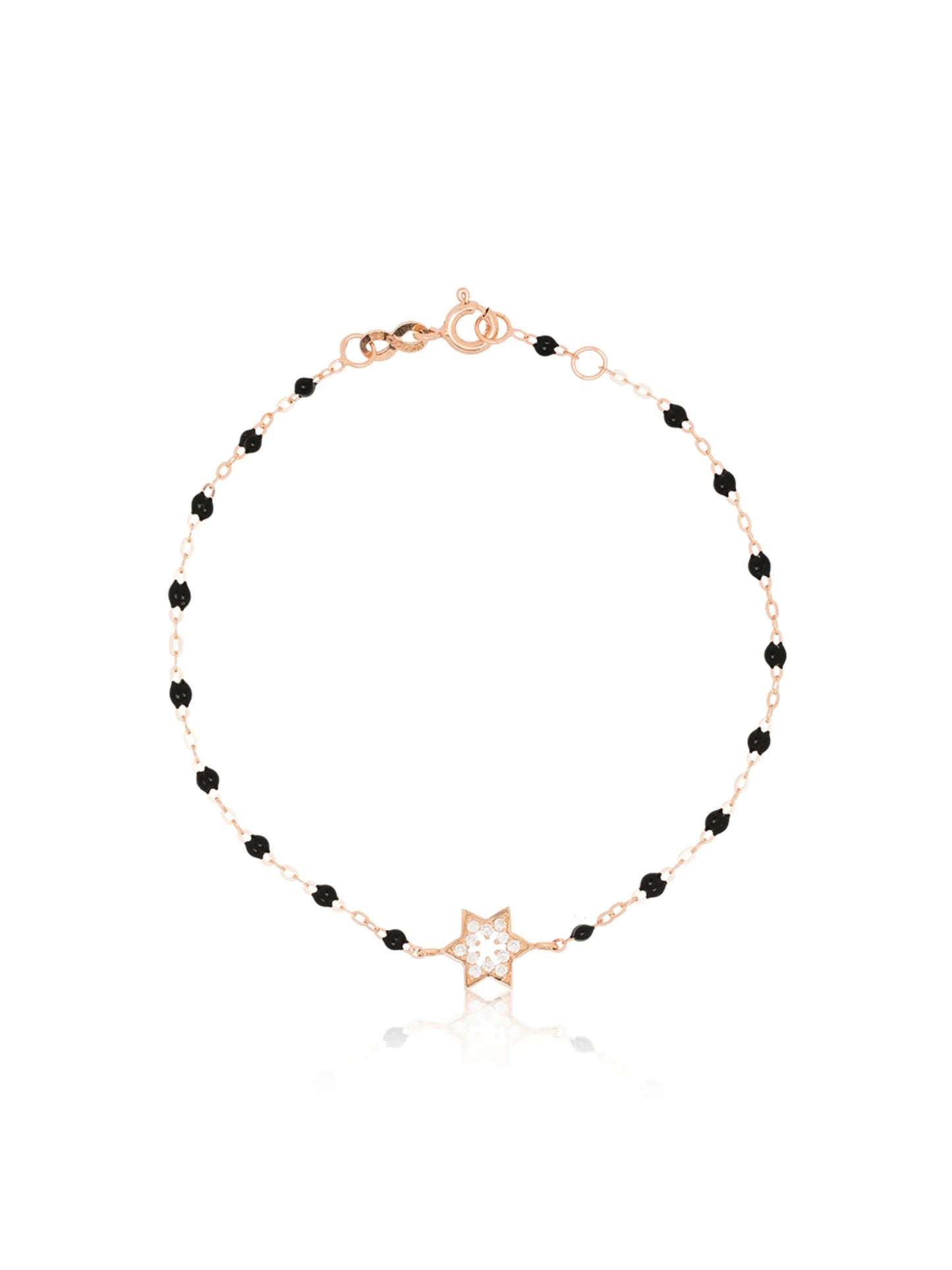 18kt rose gold diamond star beaded bracelet