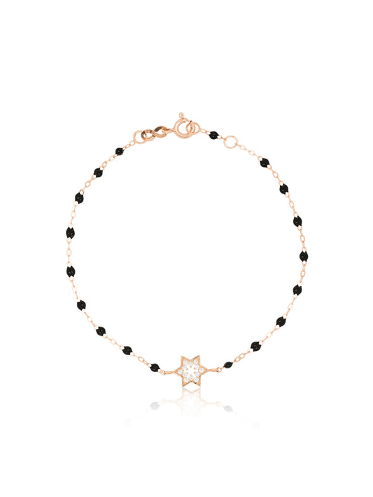 18kt rose gold diamond star beaded bracelet