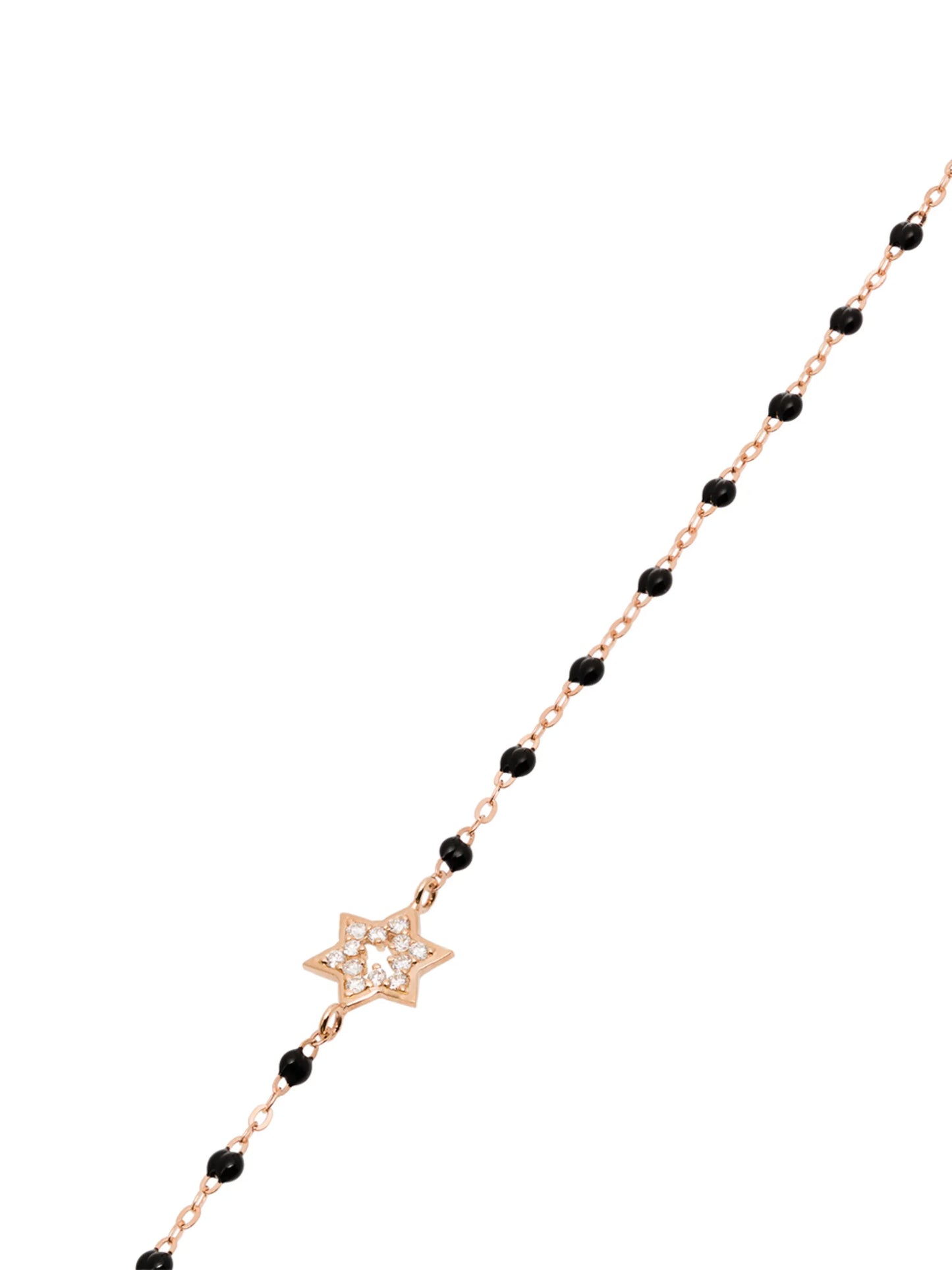 18kt rose gold diamond star beaded necklace
