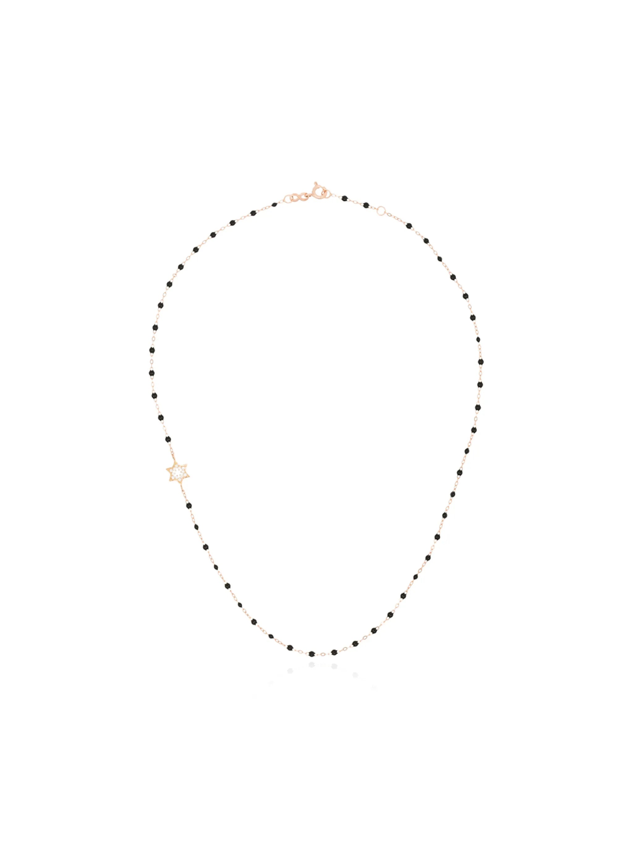 18kt rose gold diamond star beaded necklace