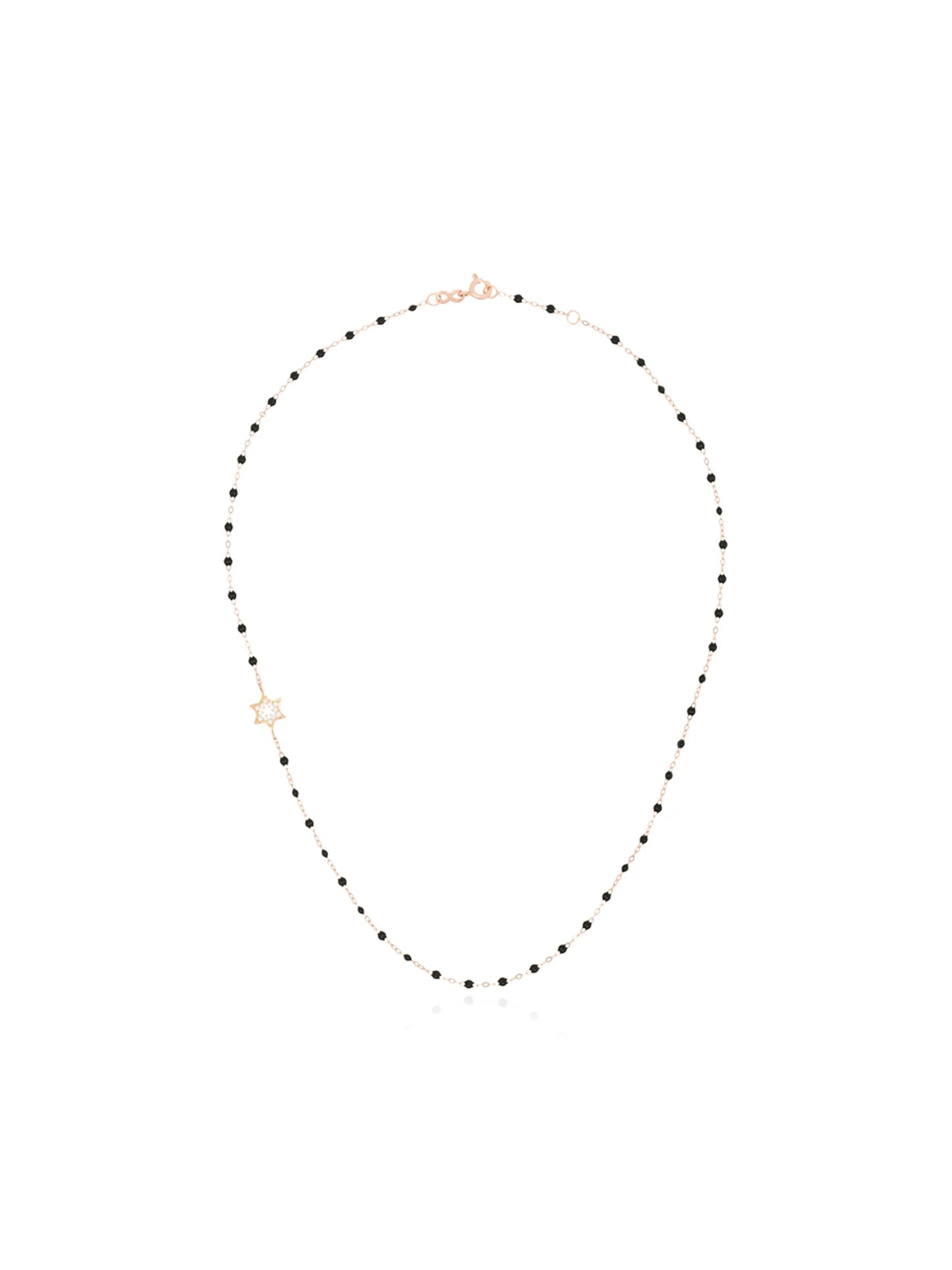 18kt rose gold diamond star beaded necklace