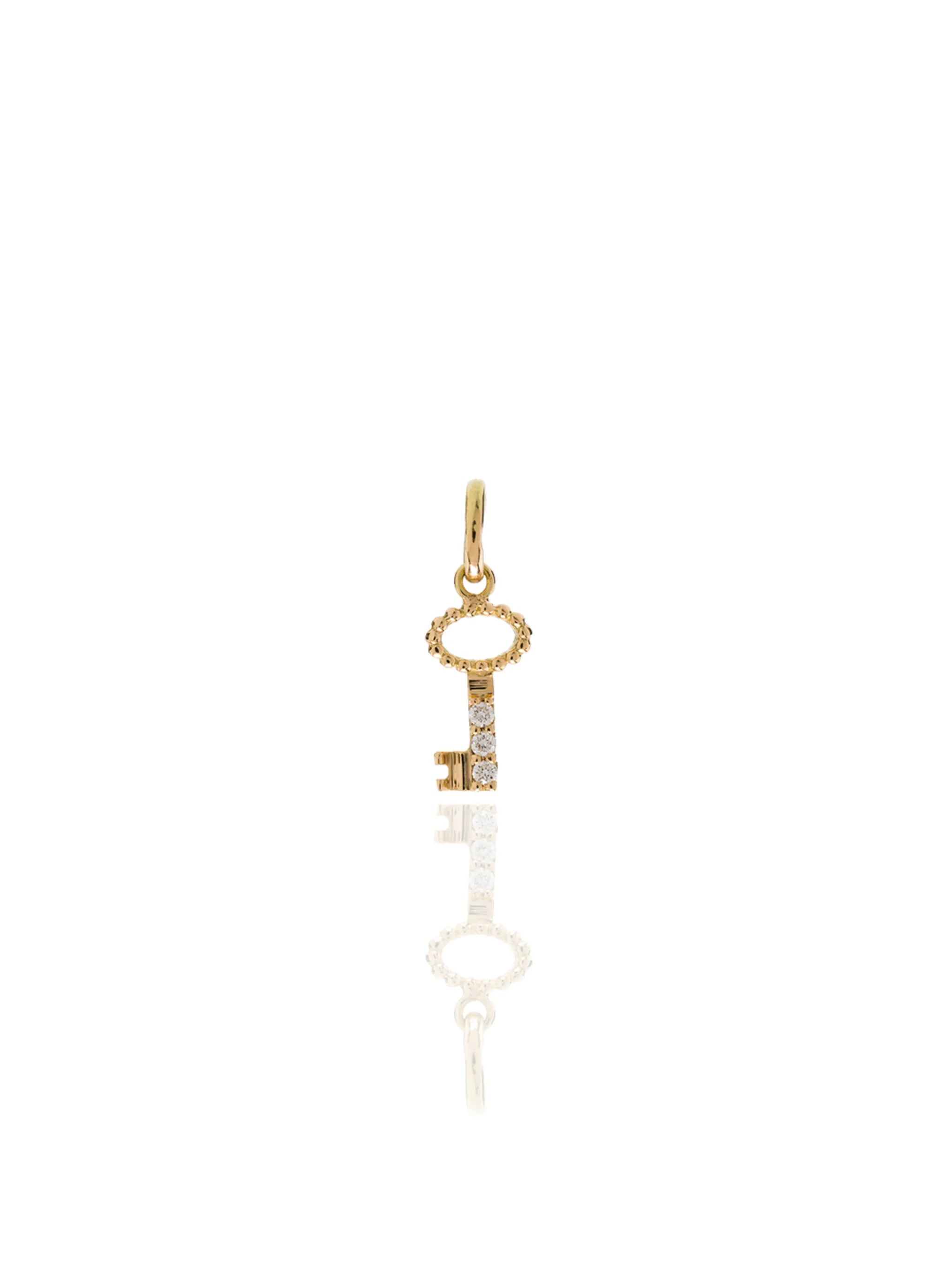 18kt yellow gold diamond key charm