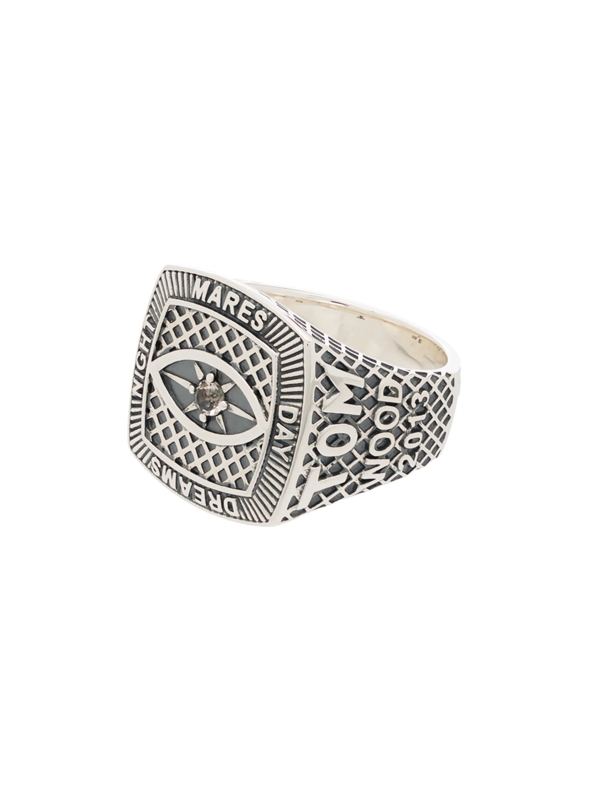 logo-engraved sterling silver ring