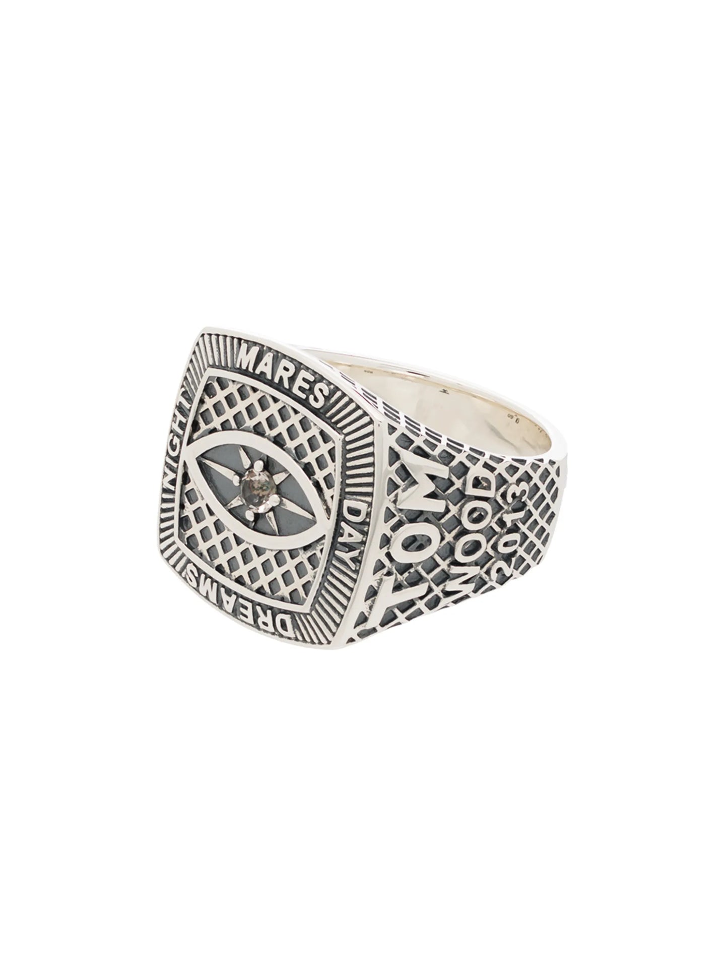 logo-engraved sterling silver ring