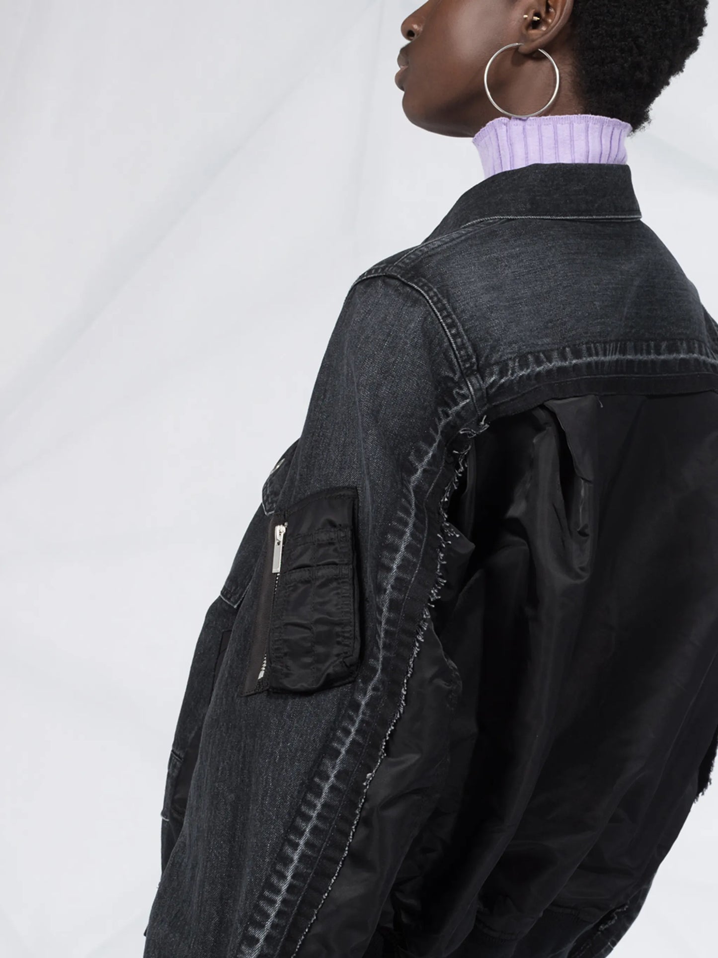bomber-detail denim jacket