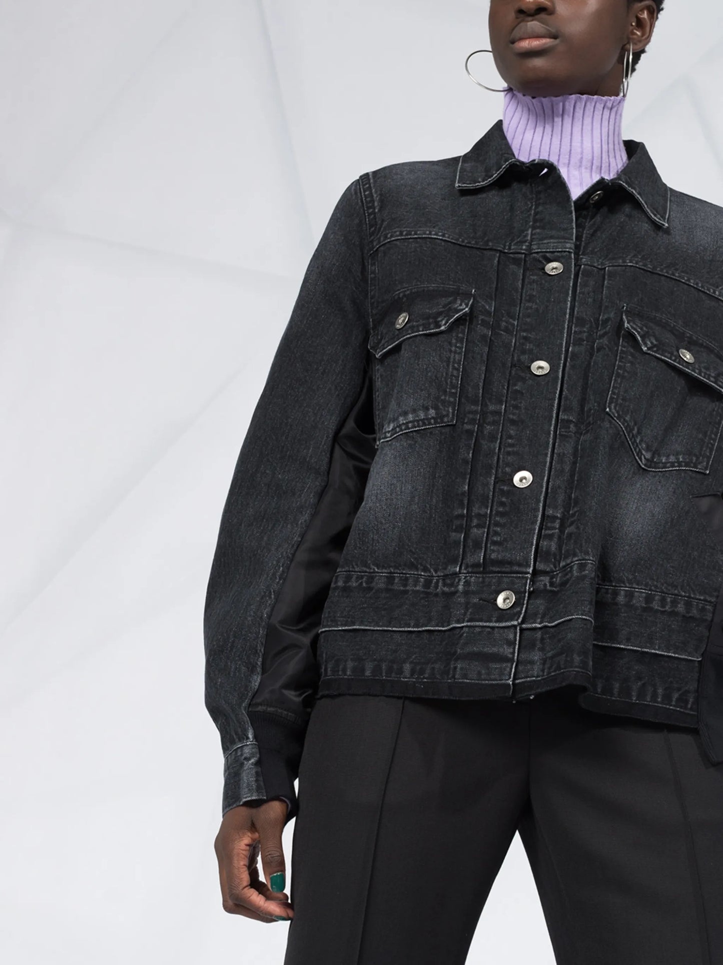 bomber-detail denim jacket