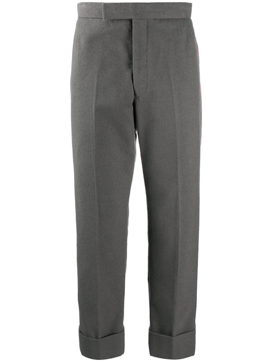 backstrap side-stripe cotton trousers
