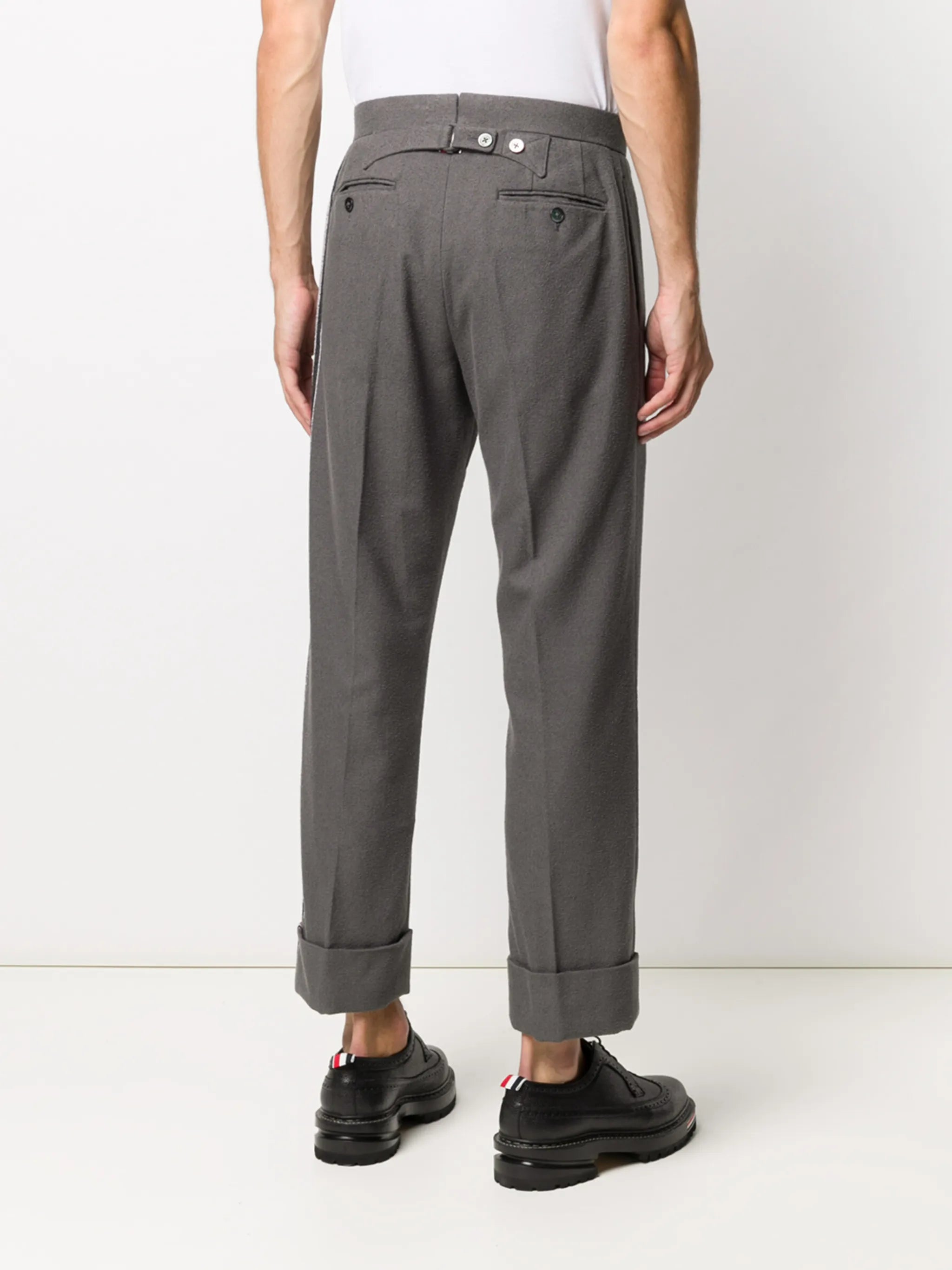 backstrap side-stripe cotton trousers