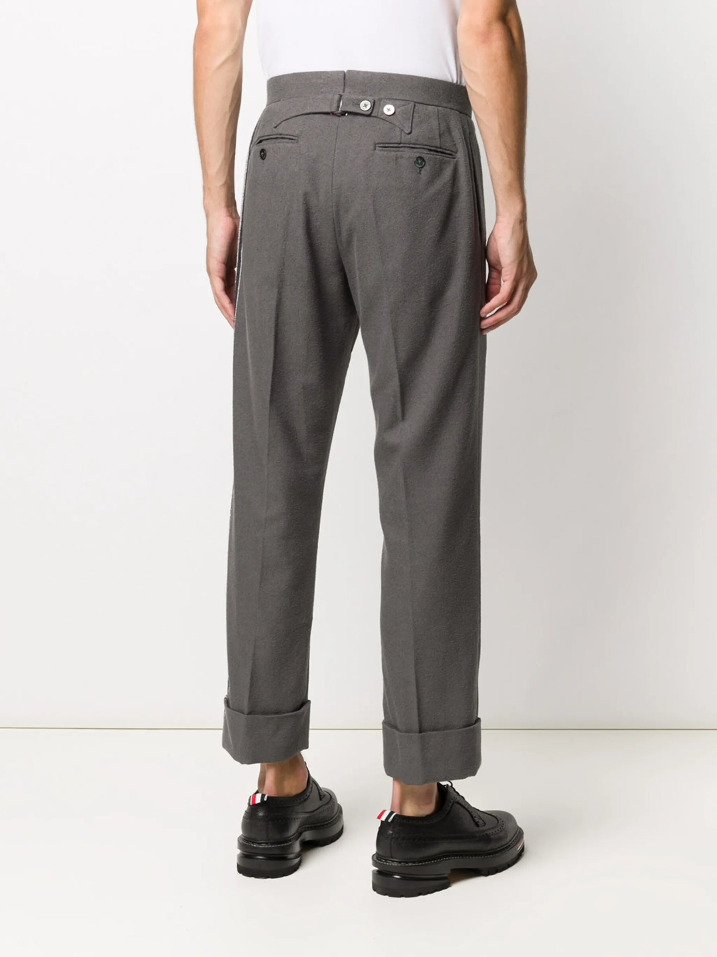 backstrap side-stripe cotton trousers