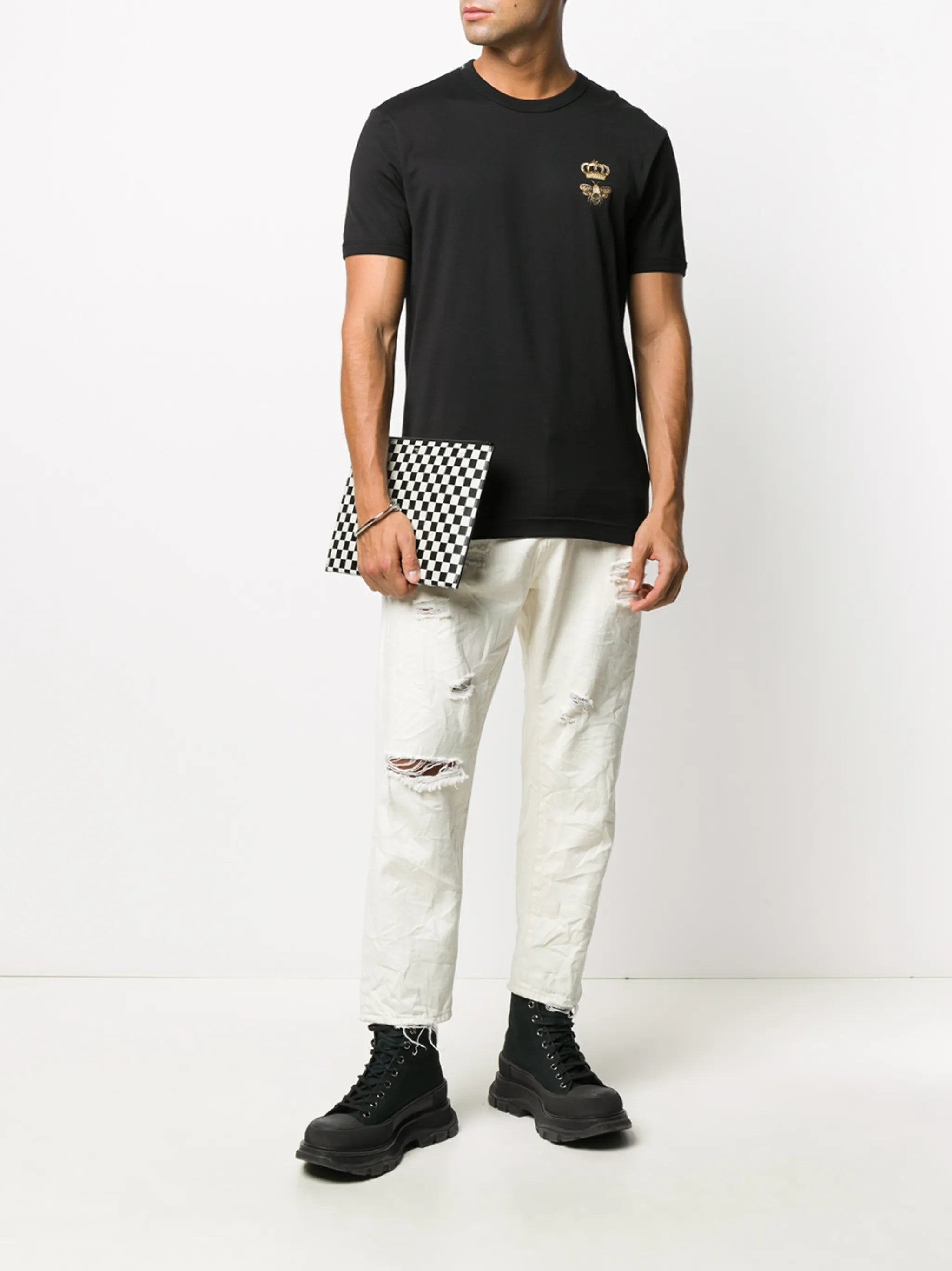 embroidered cotton T-shirt