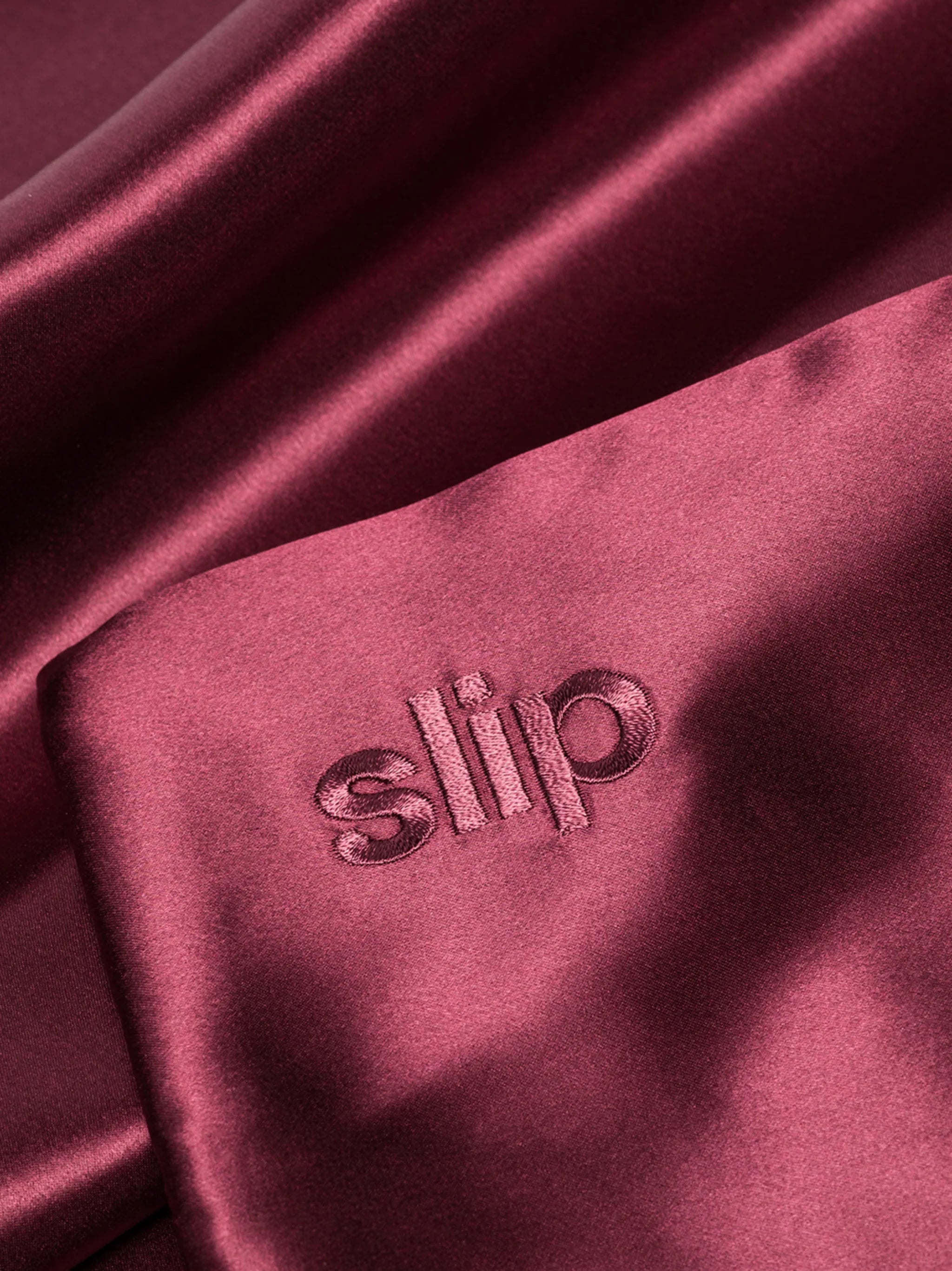 embroidered logo silk pillowcase