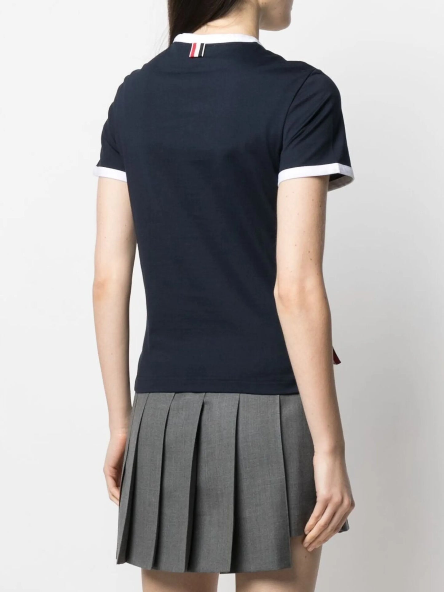 asymmetric hem short-sleeve T-shirt