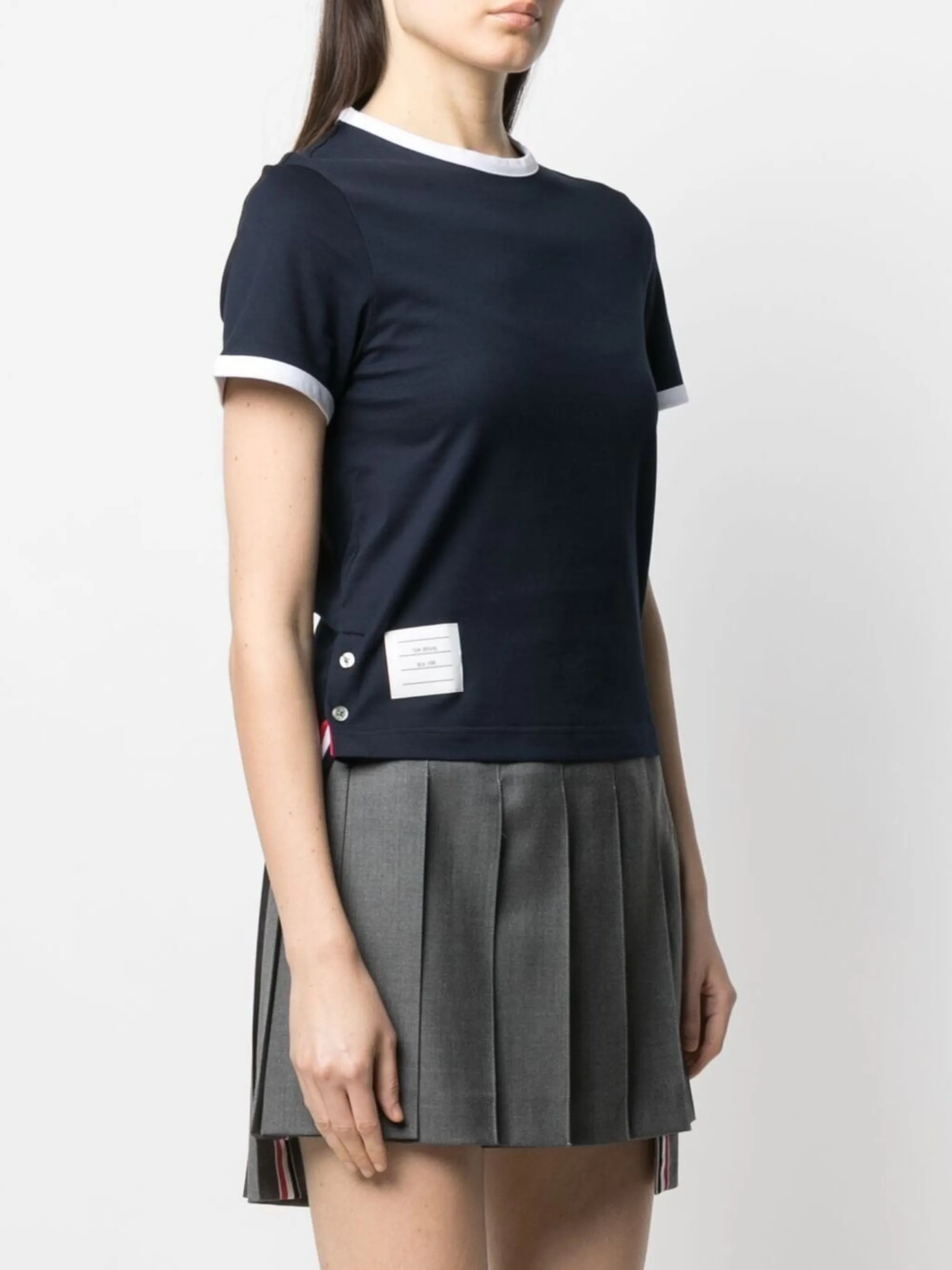 asymmetric hem short-sleeve T-shirt