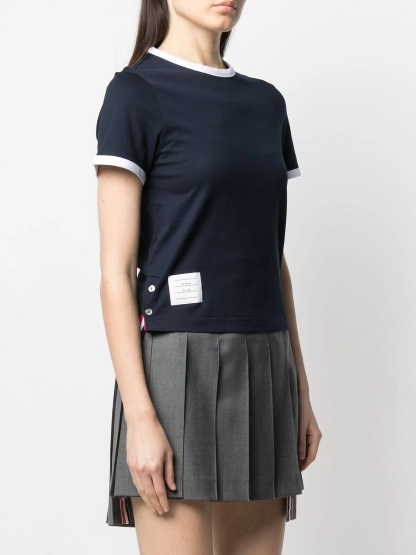 asymmetric hem short-sleeve T-shirt