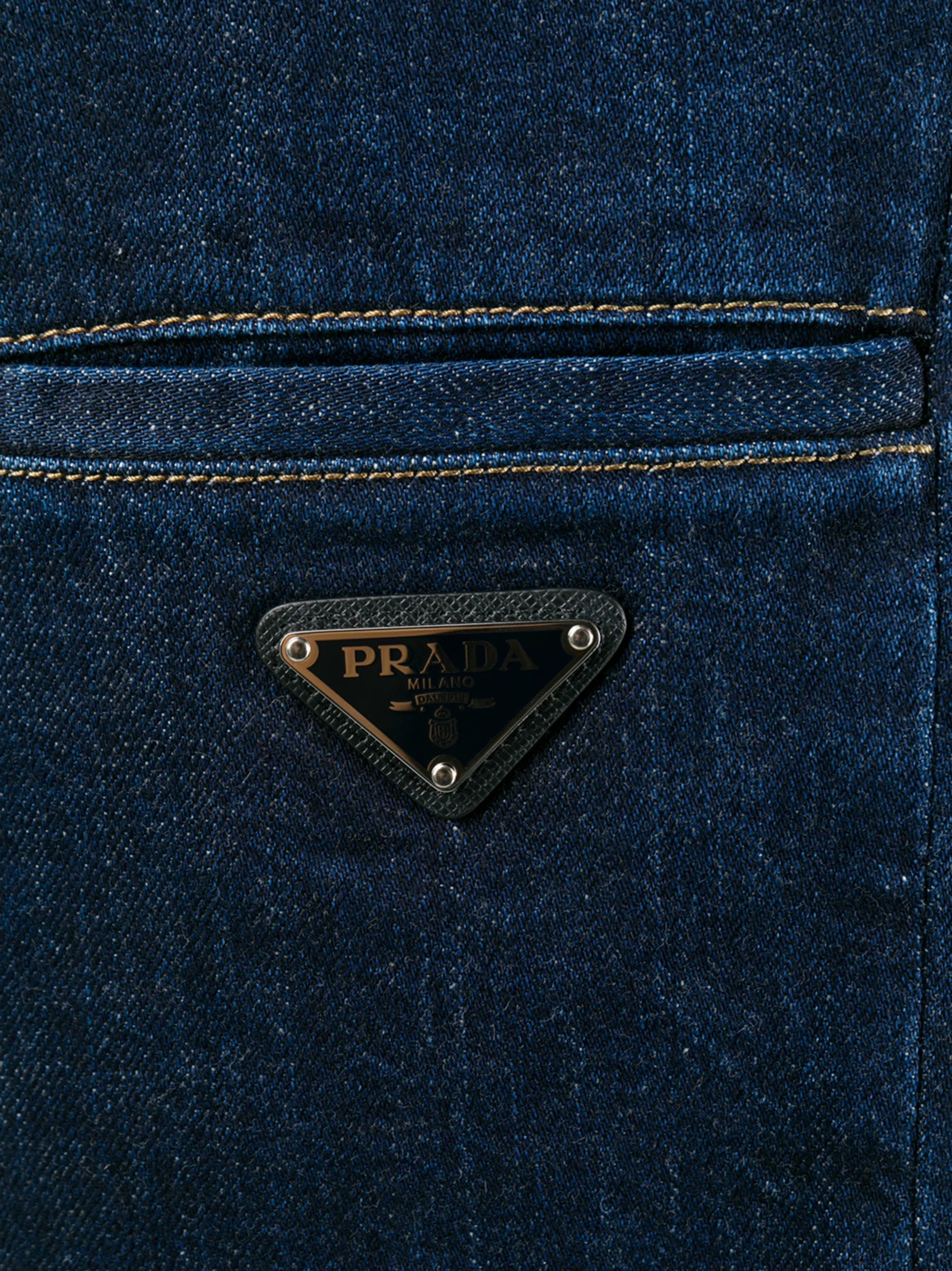 knee-length denim shorts