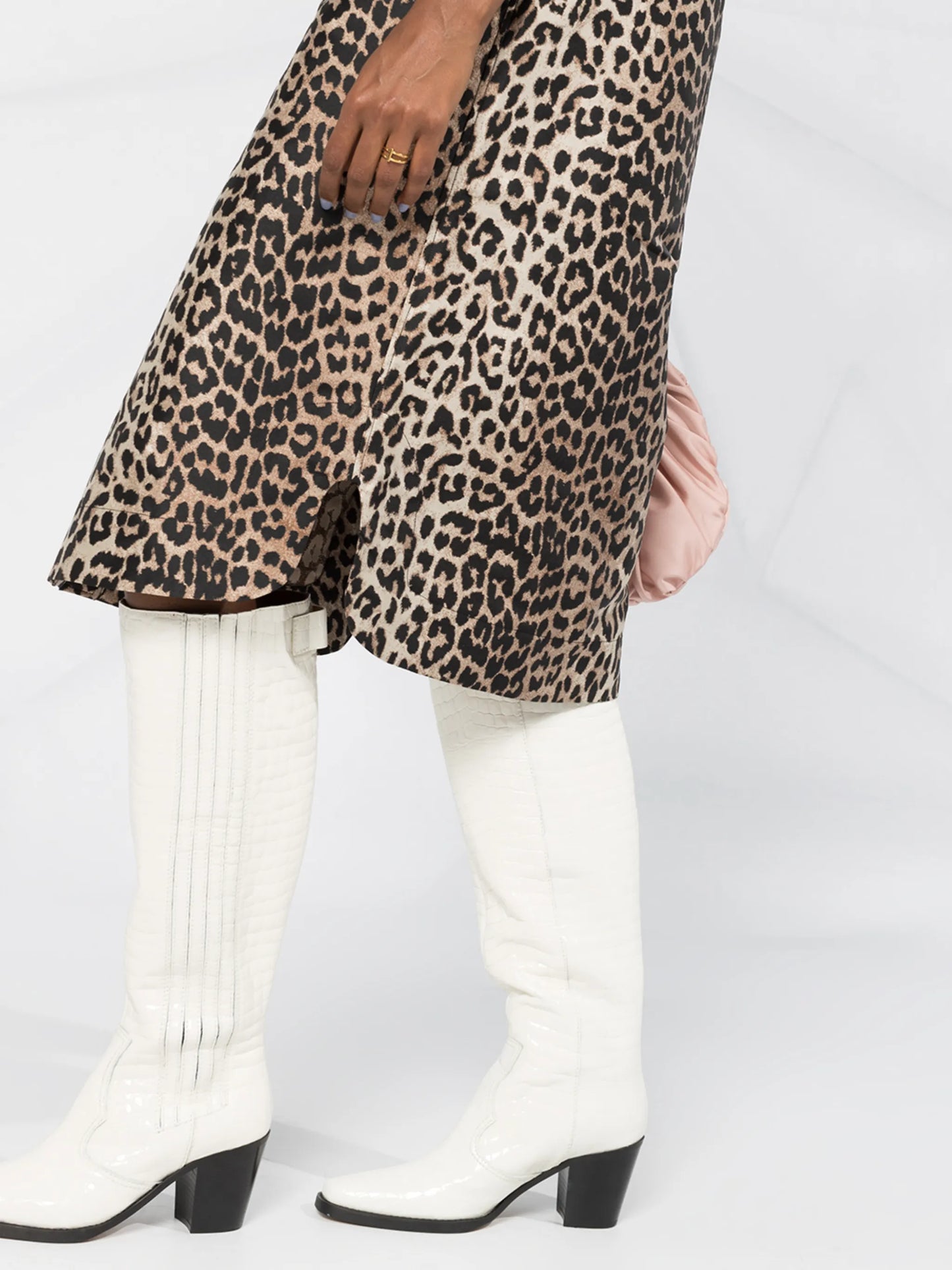 leopard-print sleeveless shirt dress
