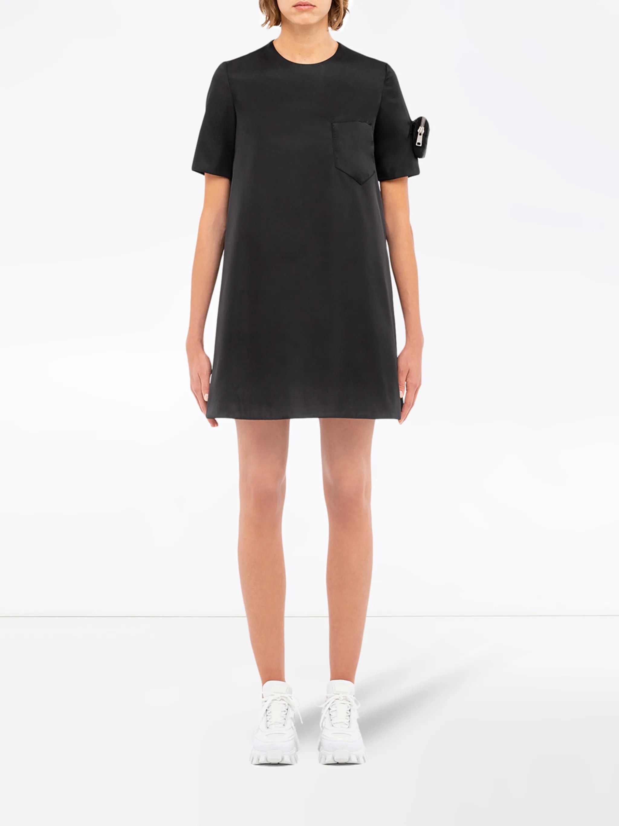logo-pouch shift dress