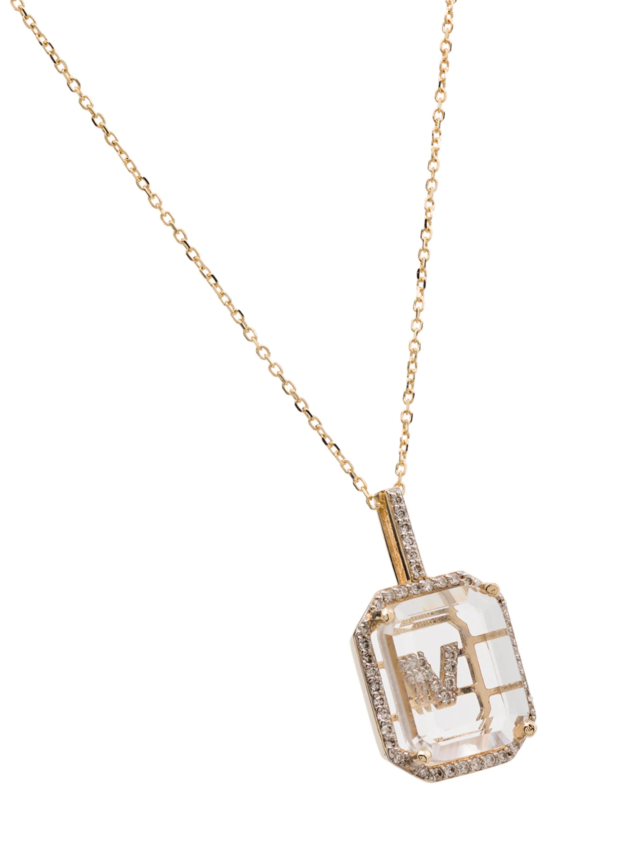 14K yellow gold V initial necklace
