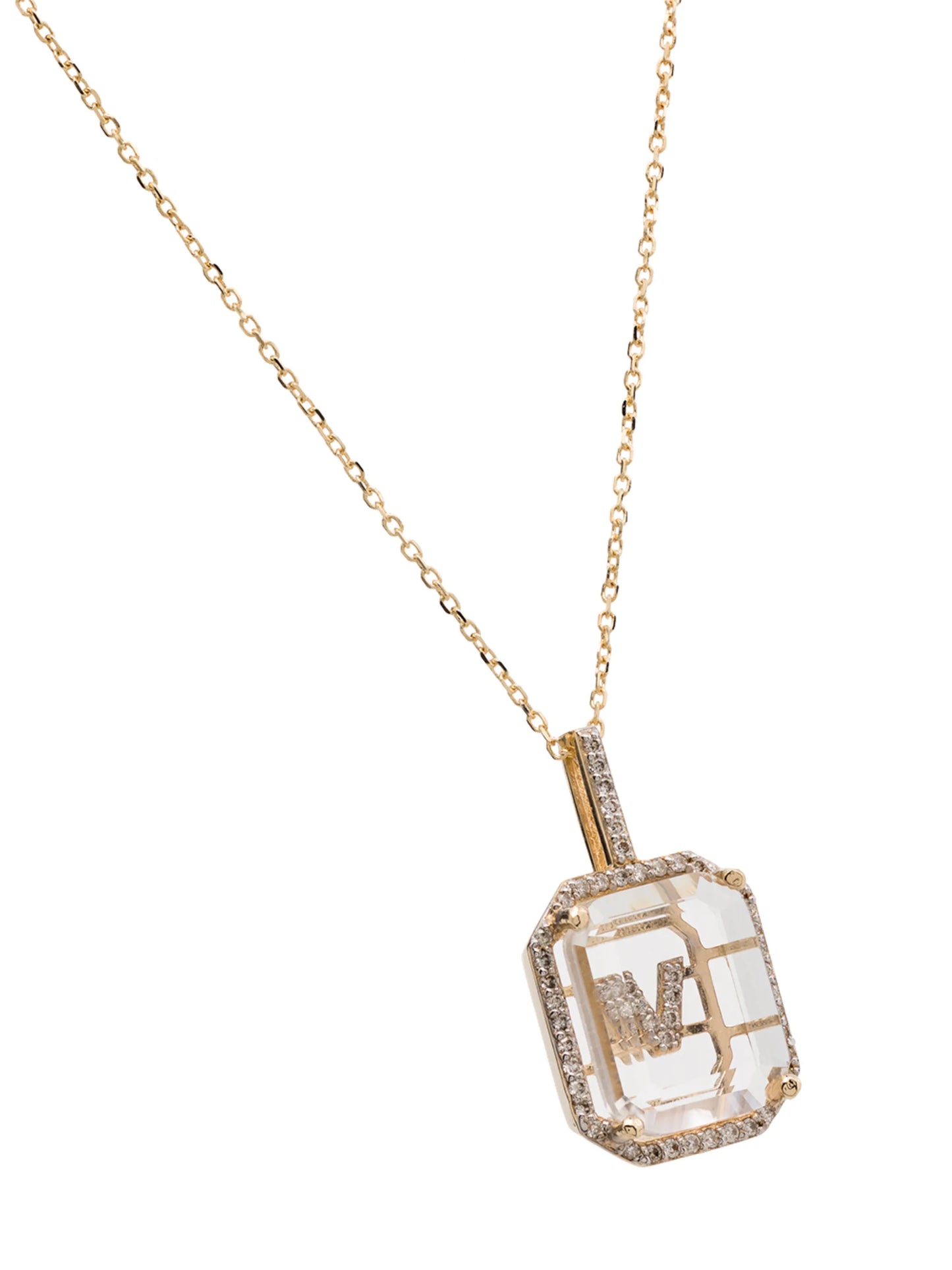 14K yellow gold V initial necklace